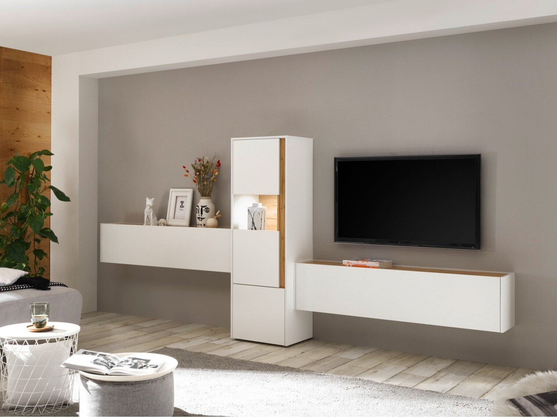 Set de living Elbsori 122 (Alb + Stejar Wotan)