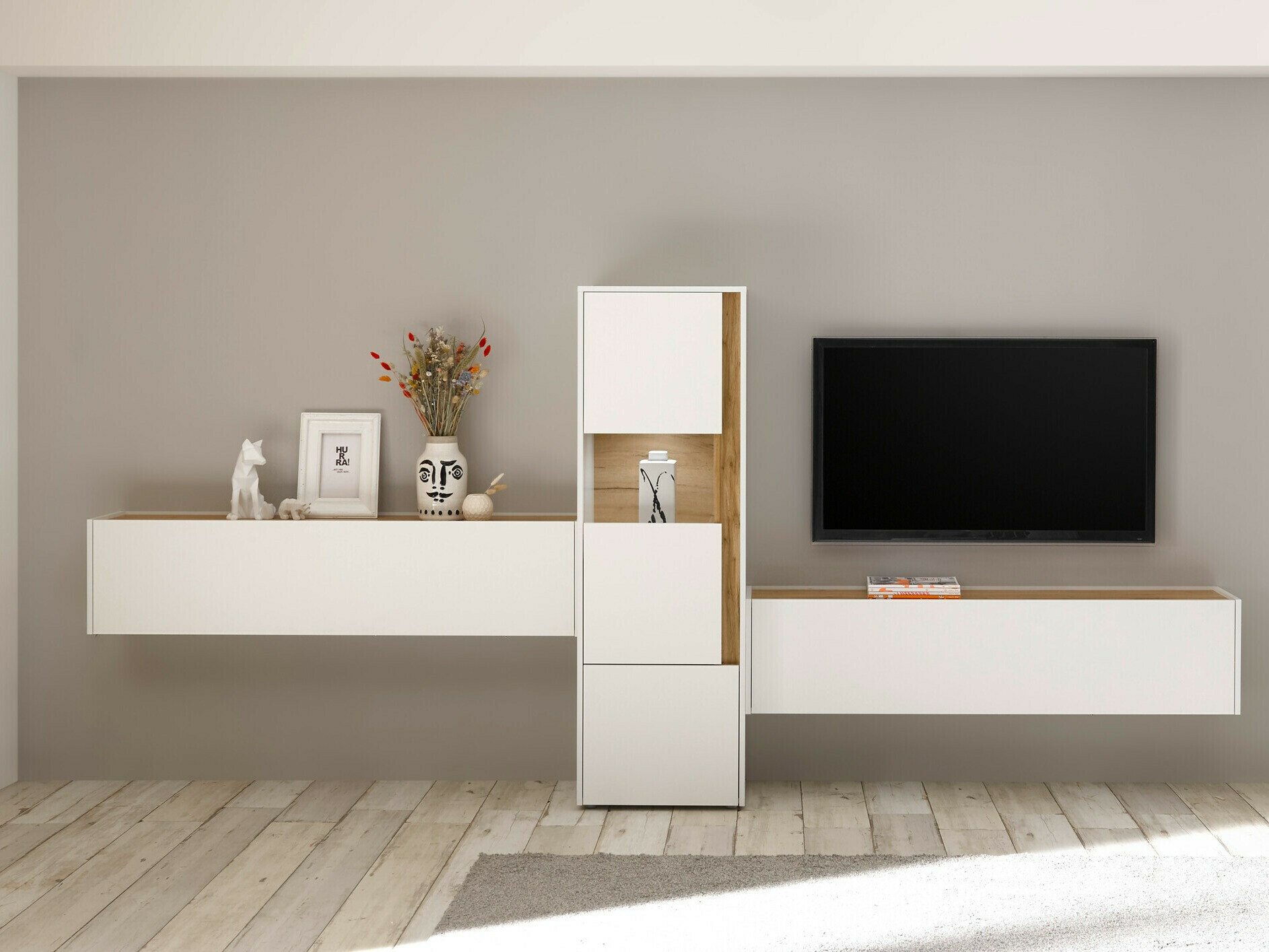 Set de living Elbsori 122 (Alb + Stejar Wotan)