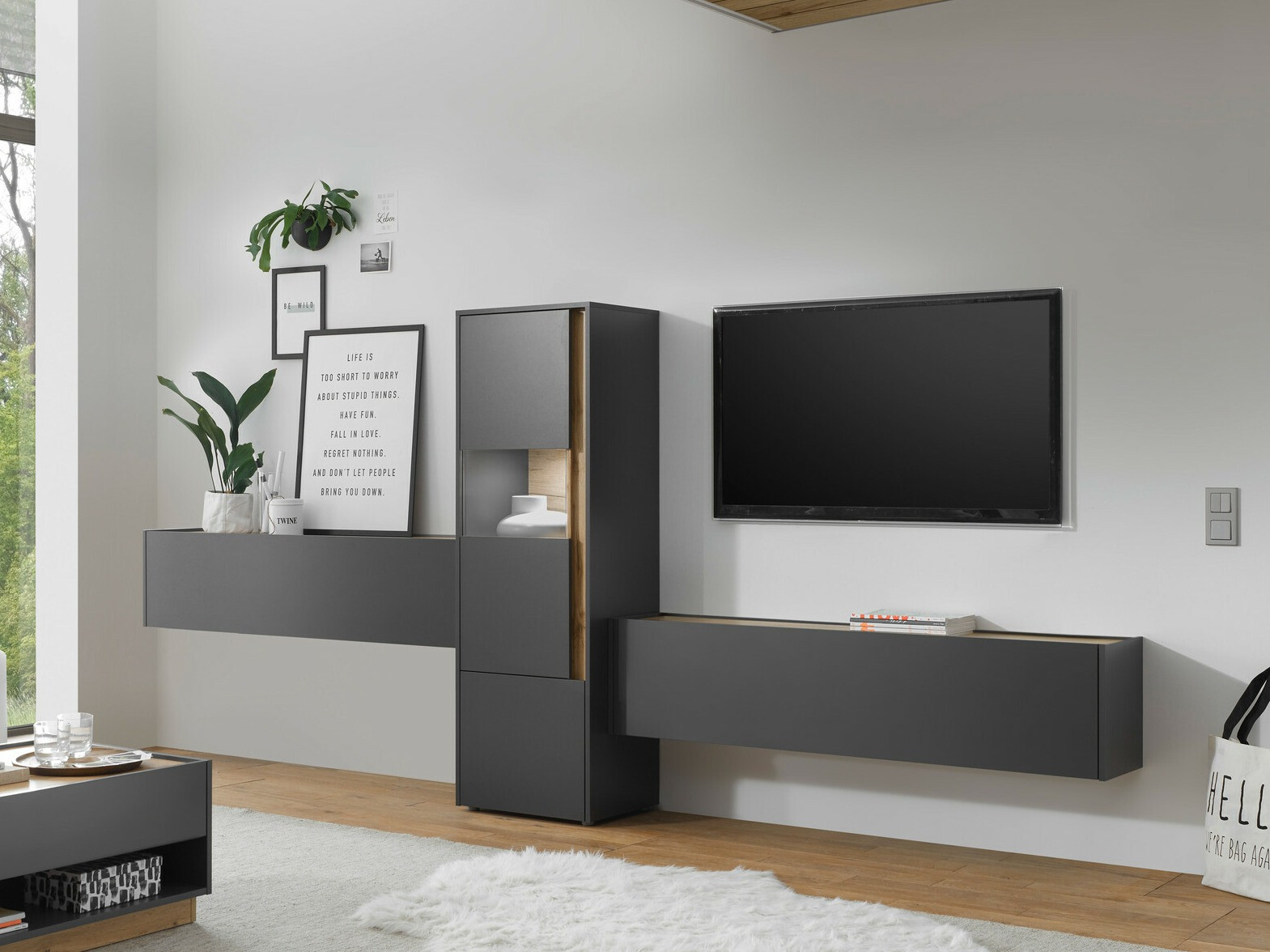 Set de living Elbsori 122 (Antracit + Stejar Wotan)