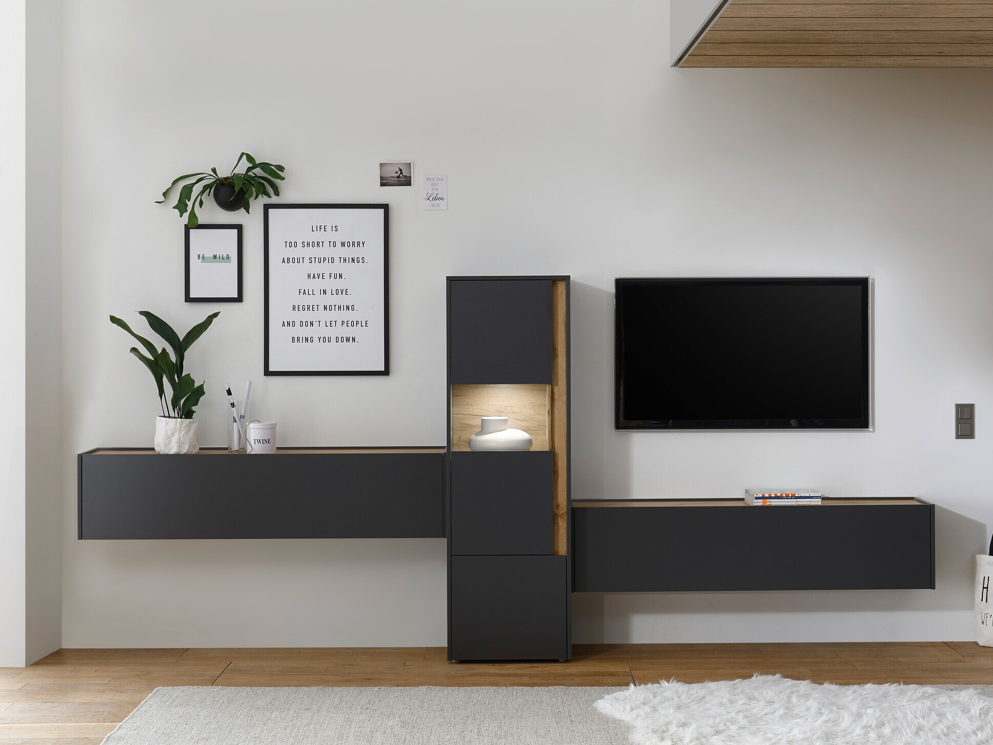 Set de living Elbsori 122 (Antracit + Stejar Wotan)