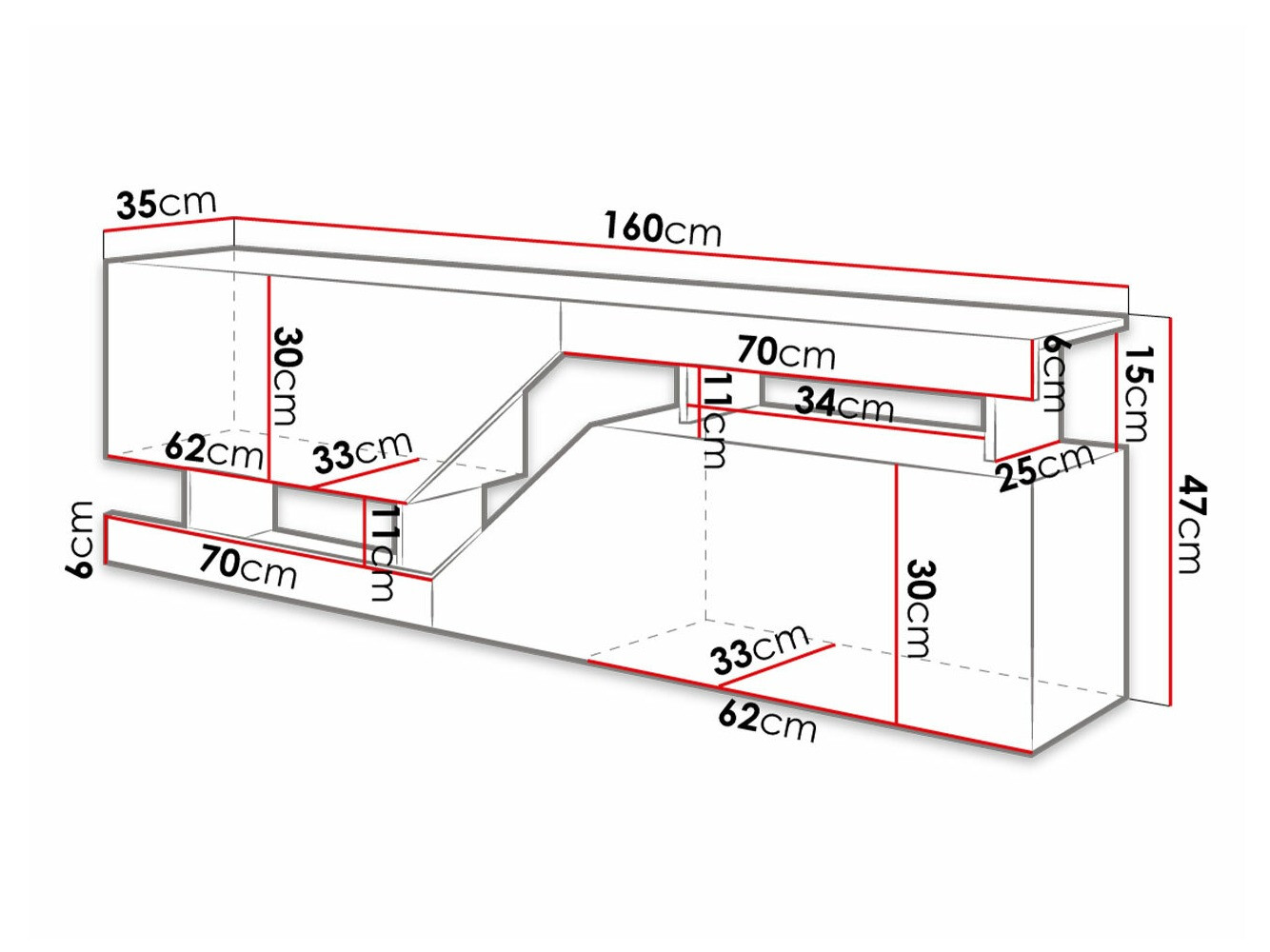 Comodă TV Comfivo Daldune 100 (Alb + Stejar Wotan)