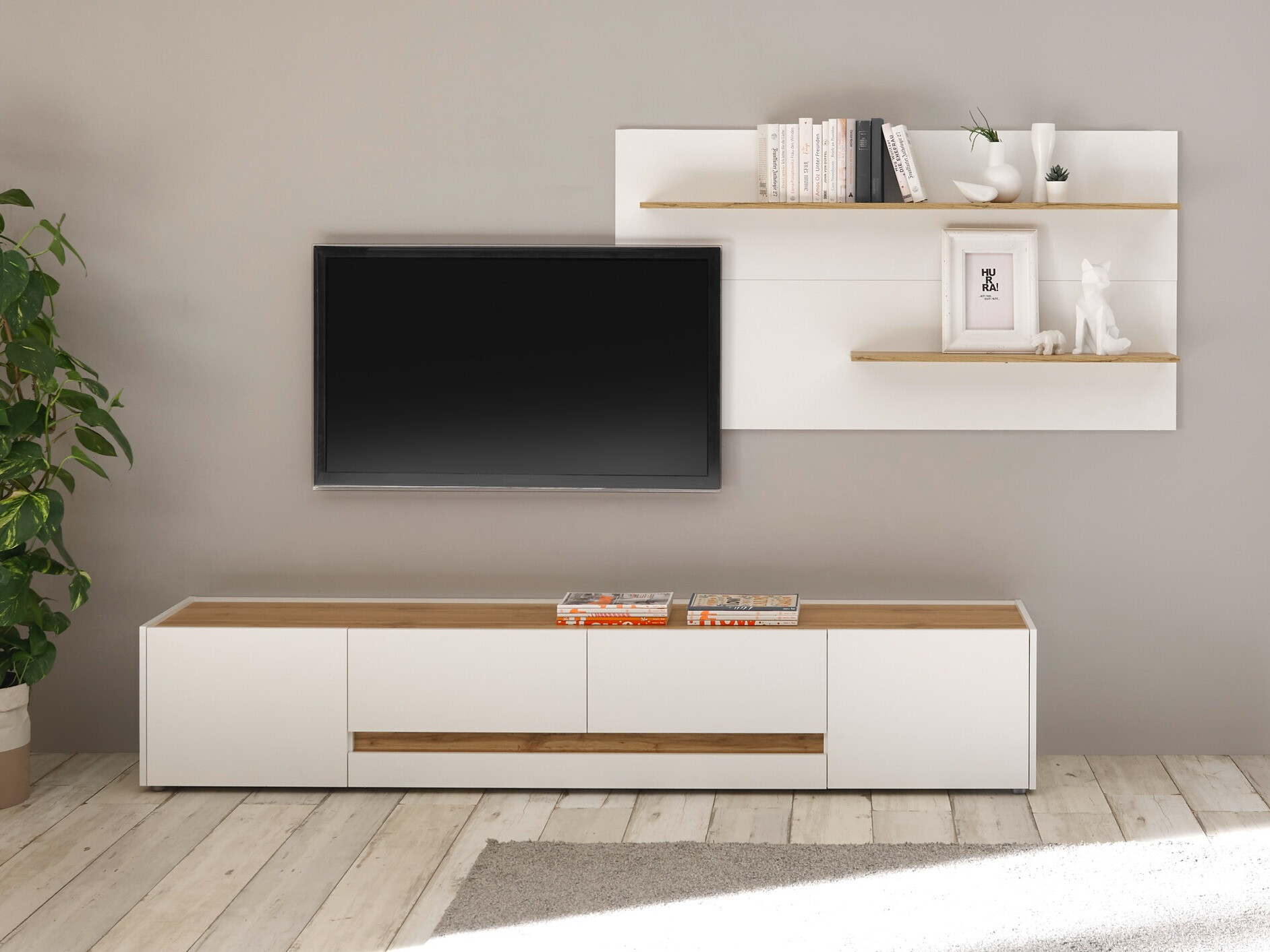 Set de living Elbsori 124 (Alb + Stejar Wotan)