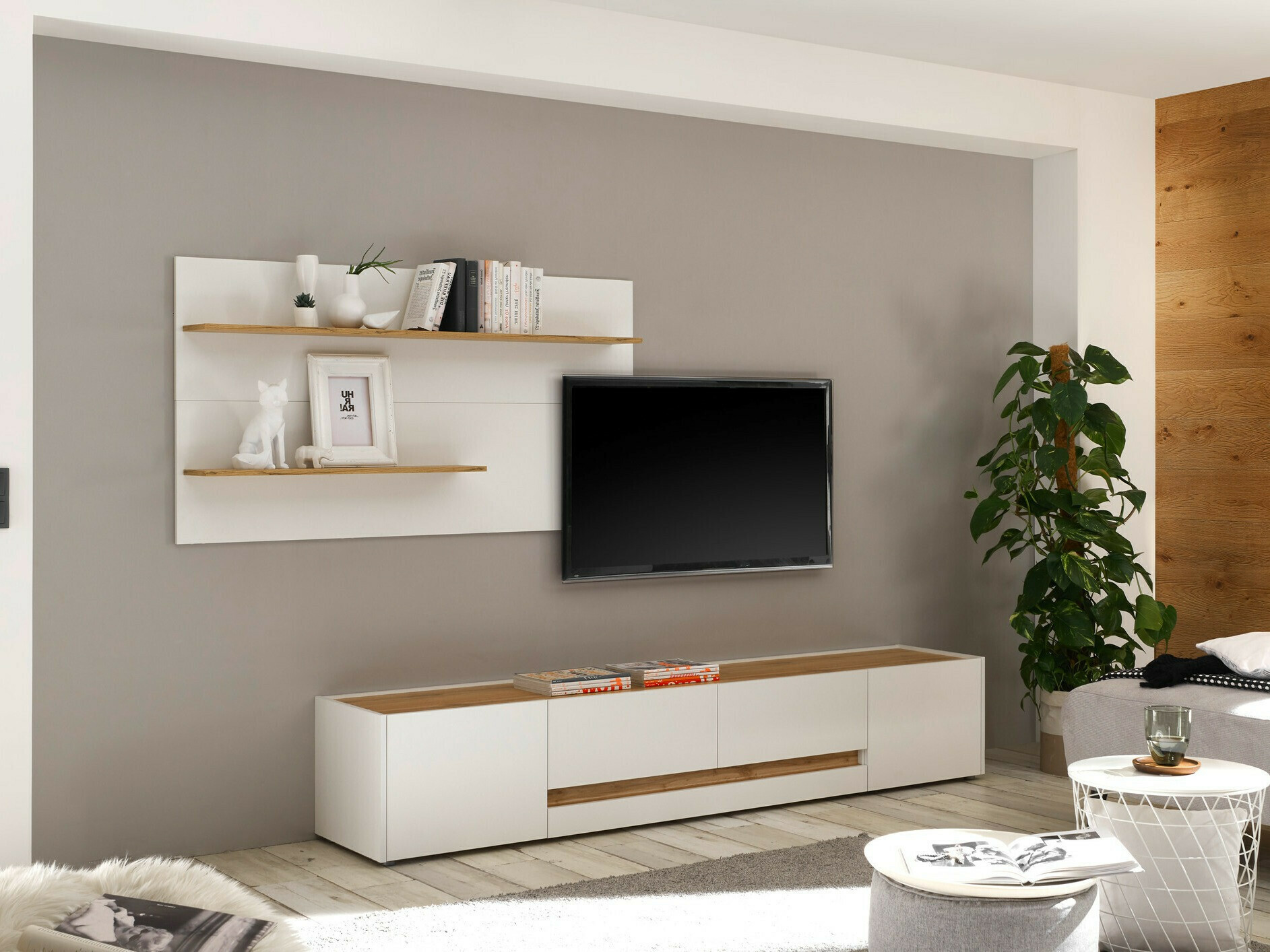 Set de living Elbsori 124 (Alb + Stejar Wotan)