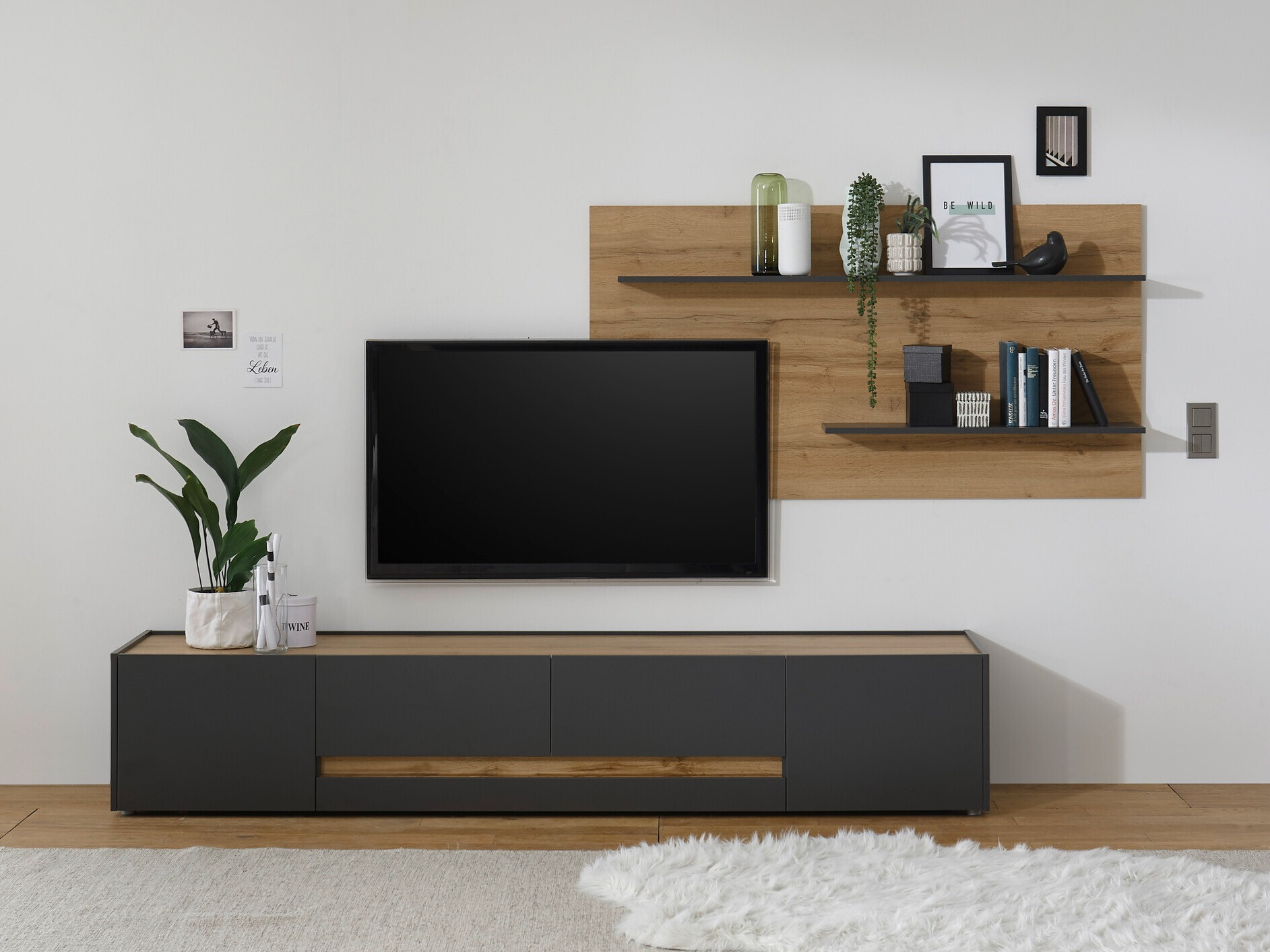 Set de living Elbsori 124 (Antracit + Stejar Wotan)