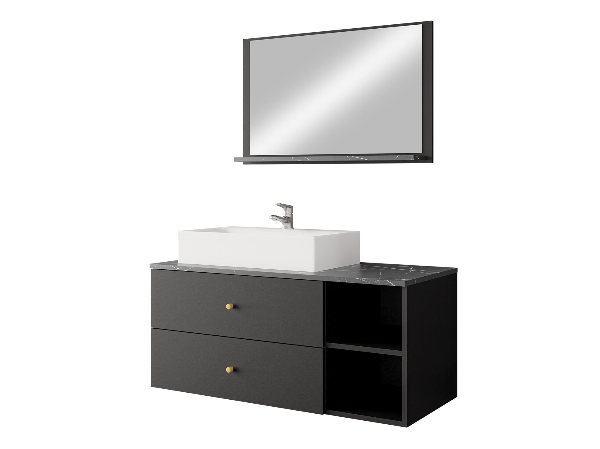 Set baie Salus I (Negru + Marmură neagră)