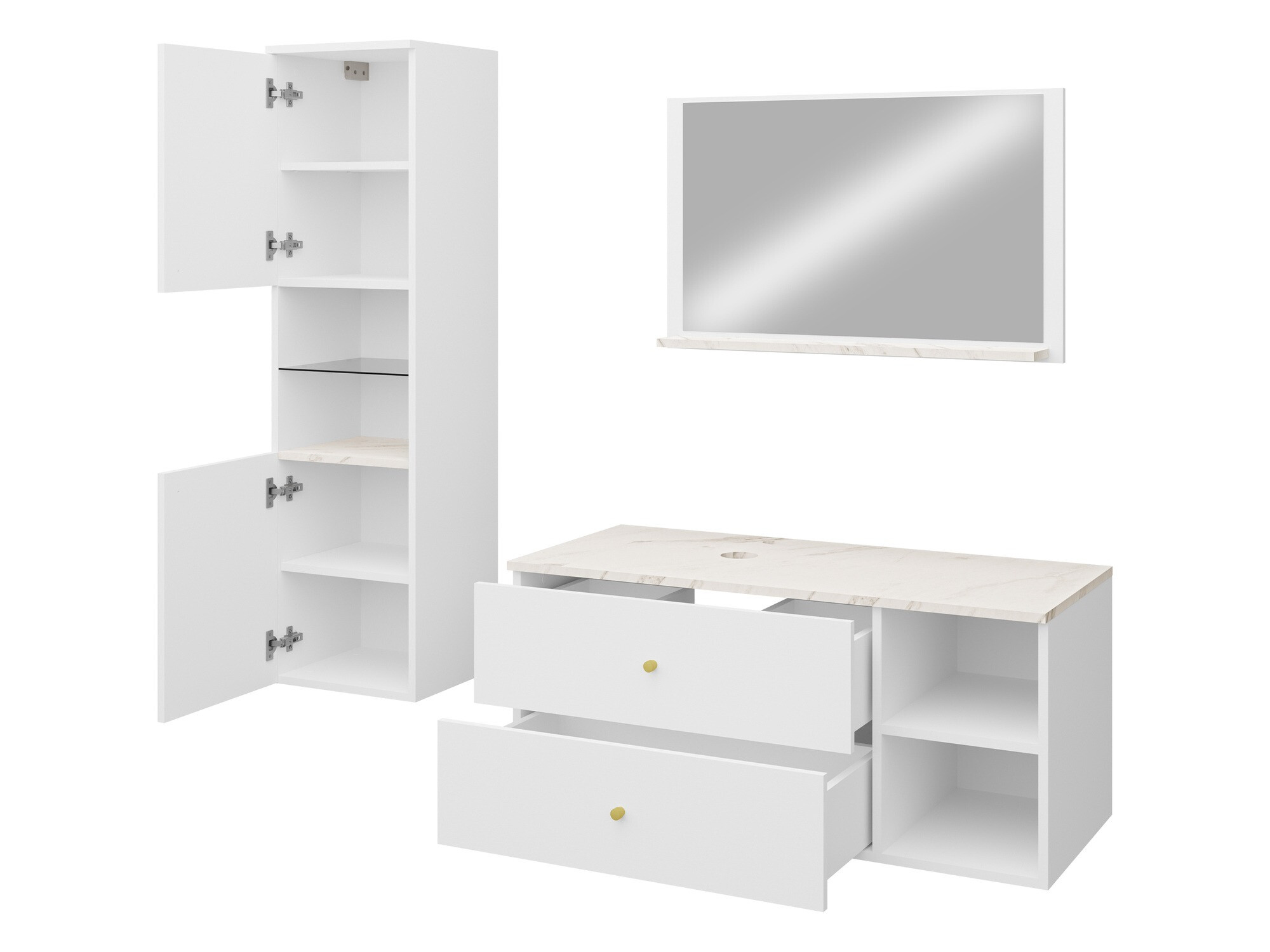 Set baie Salus II (Alb + Marmură albă)