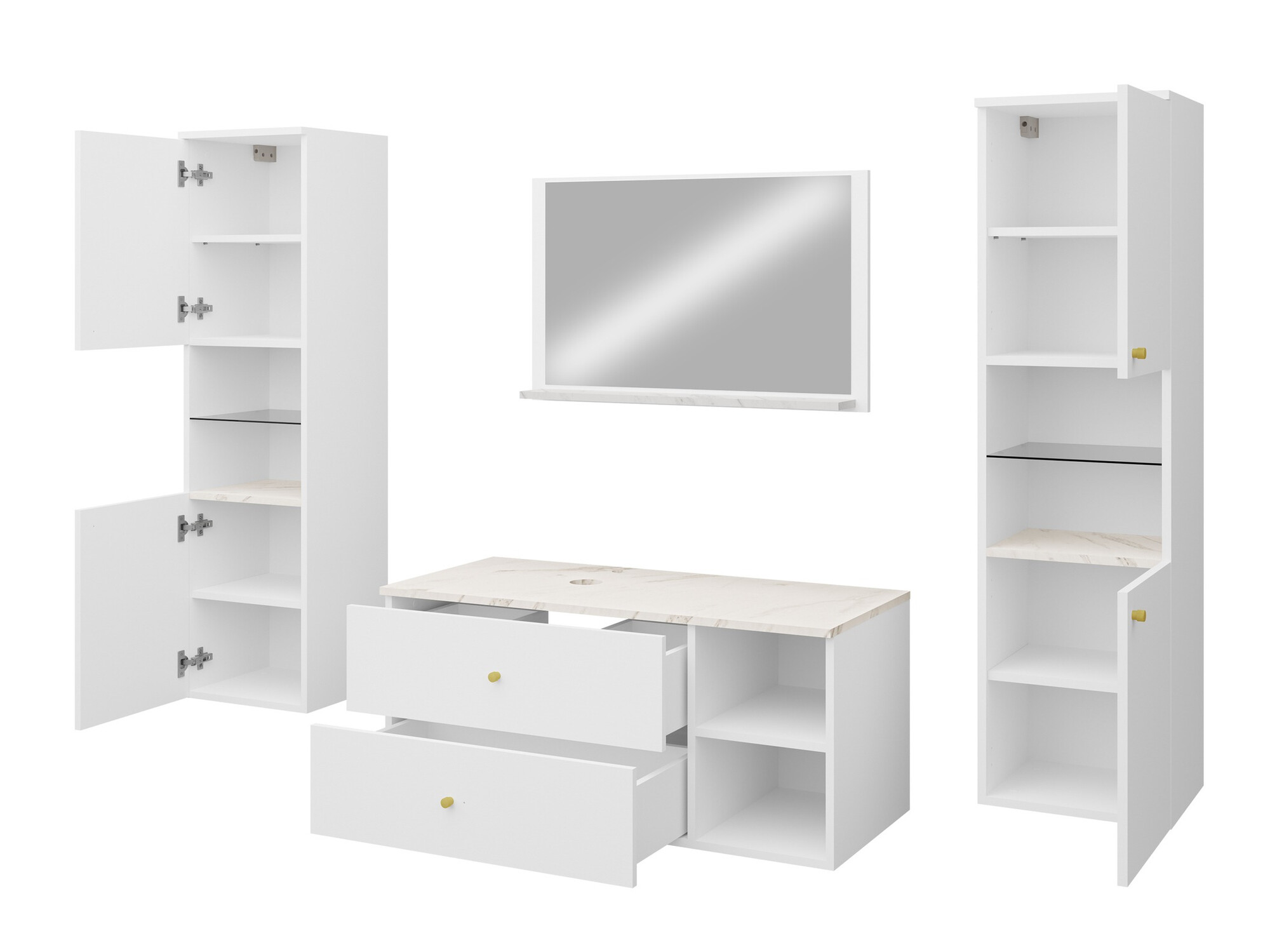Set baie Salus III (Alb + Marmură albă)