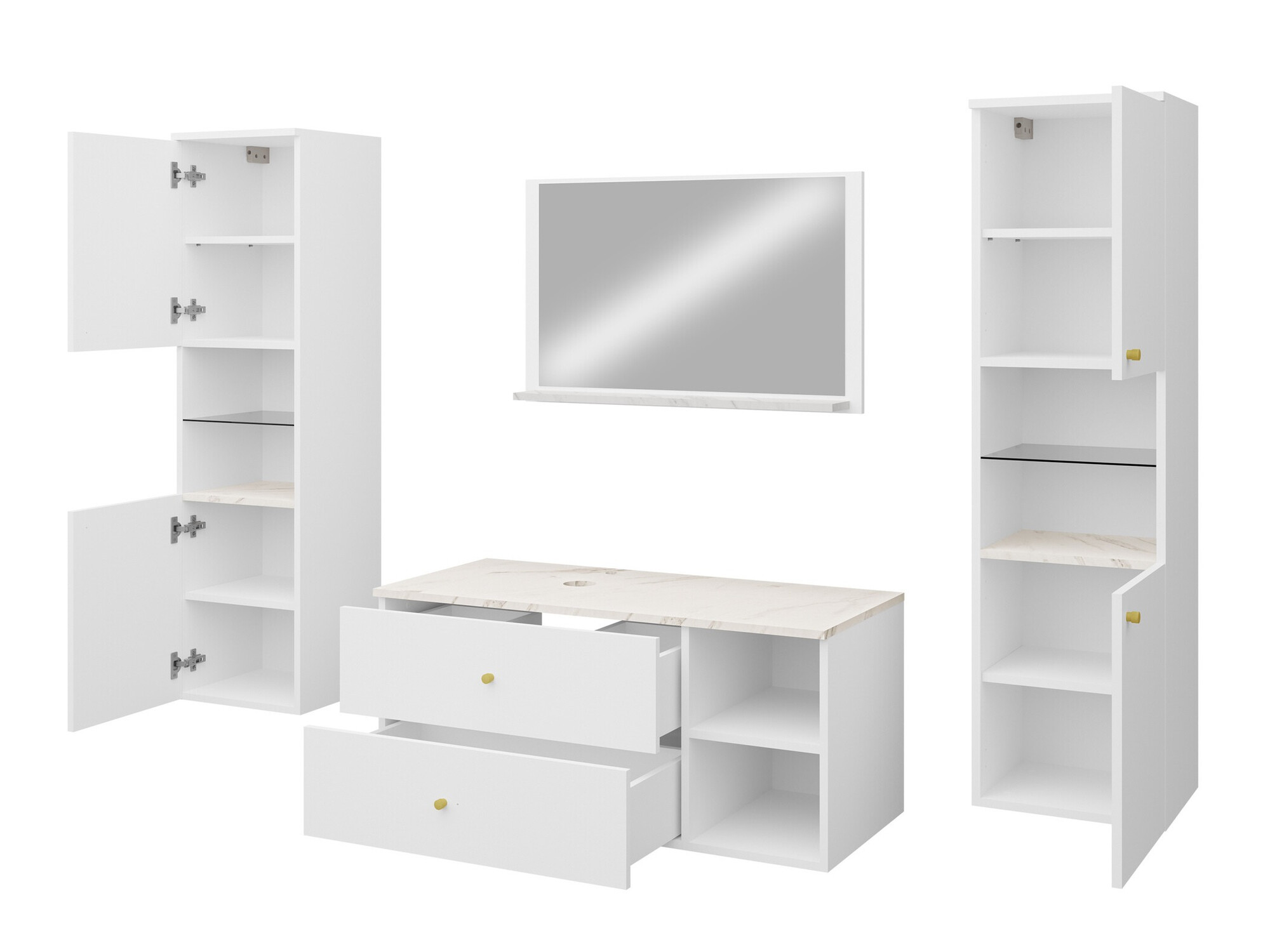 Set baie Salus III (Alb + Marmură albă)
