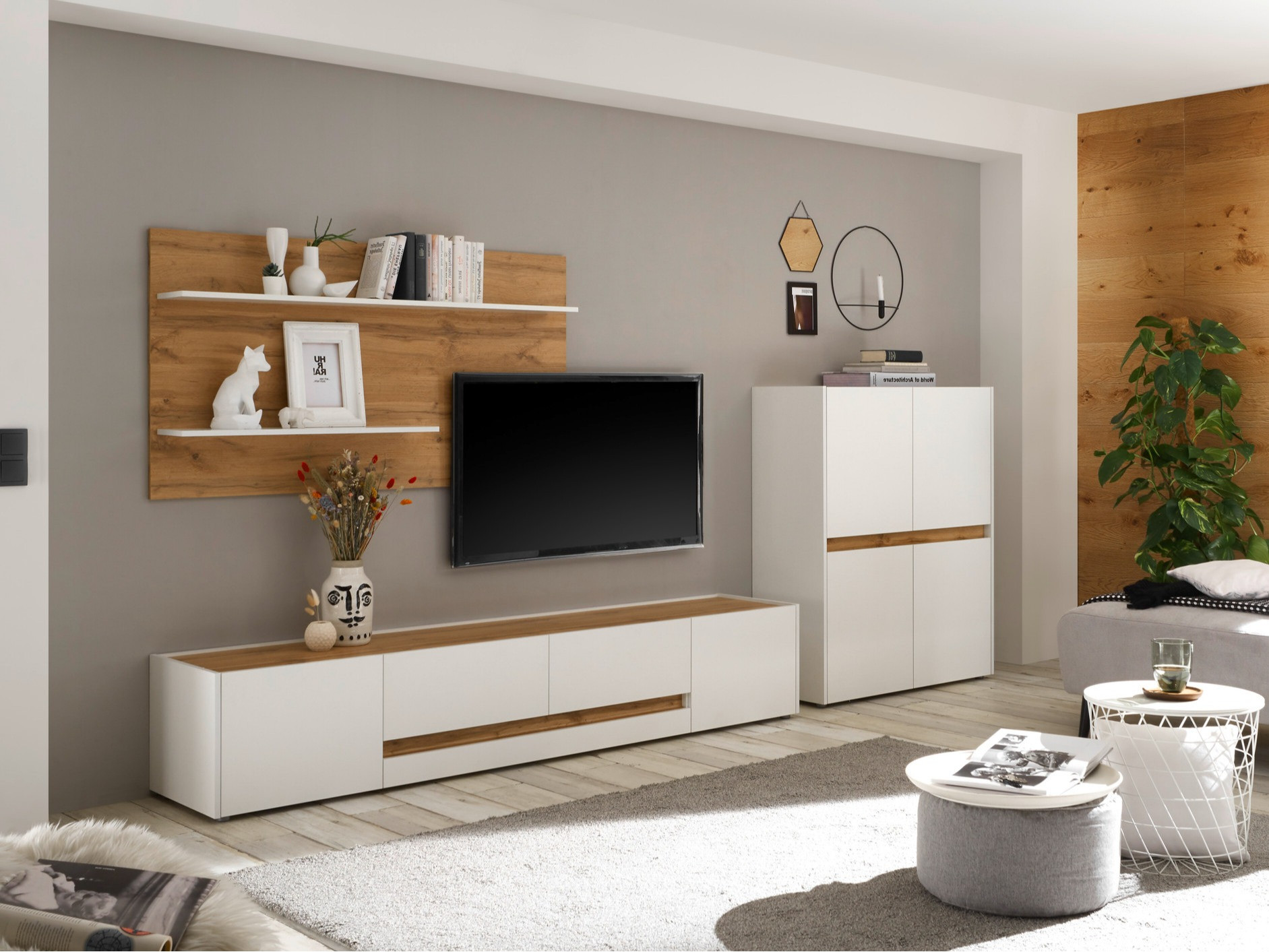 Set de living Elbsori 127 (Alb + Stejar Wotan)