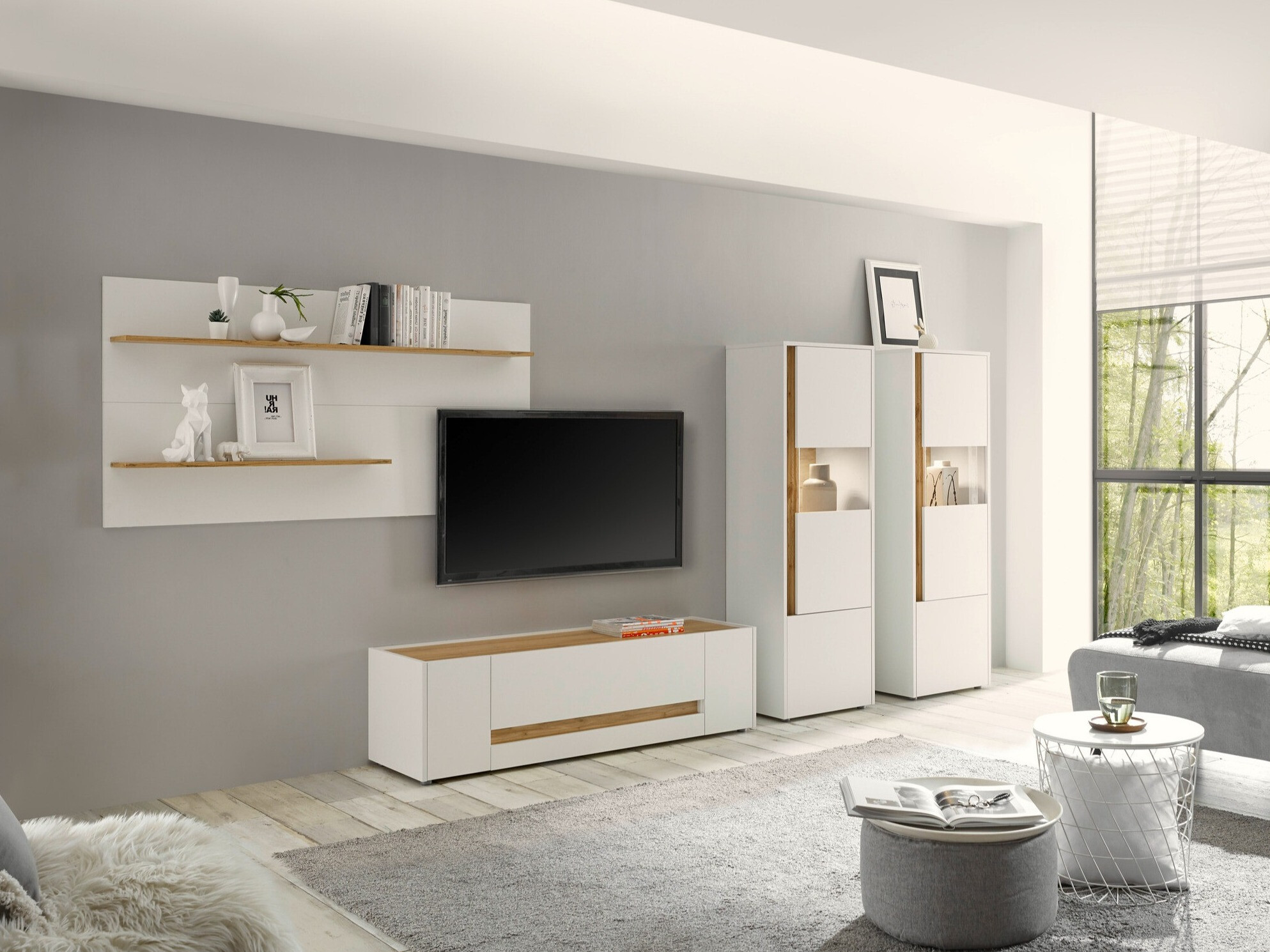 Set de living Elbsori 128 (Alb + Stejar Wotan)