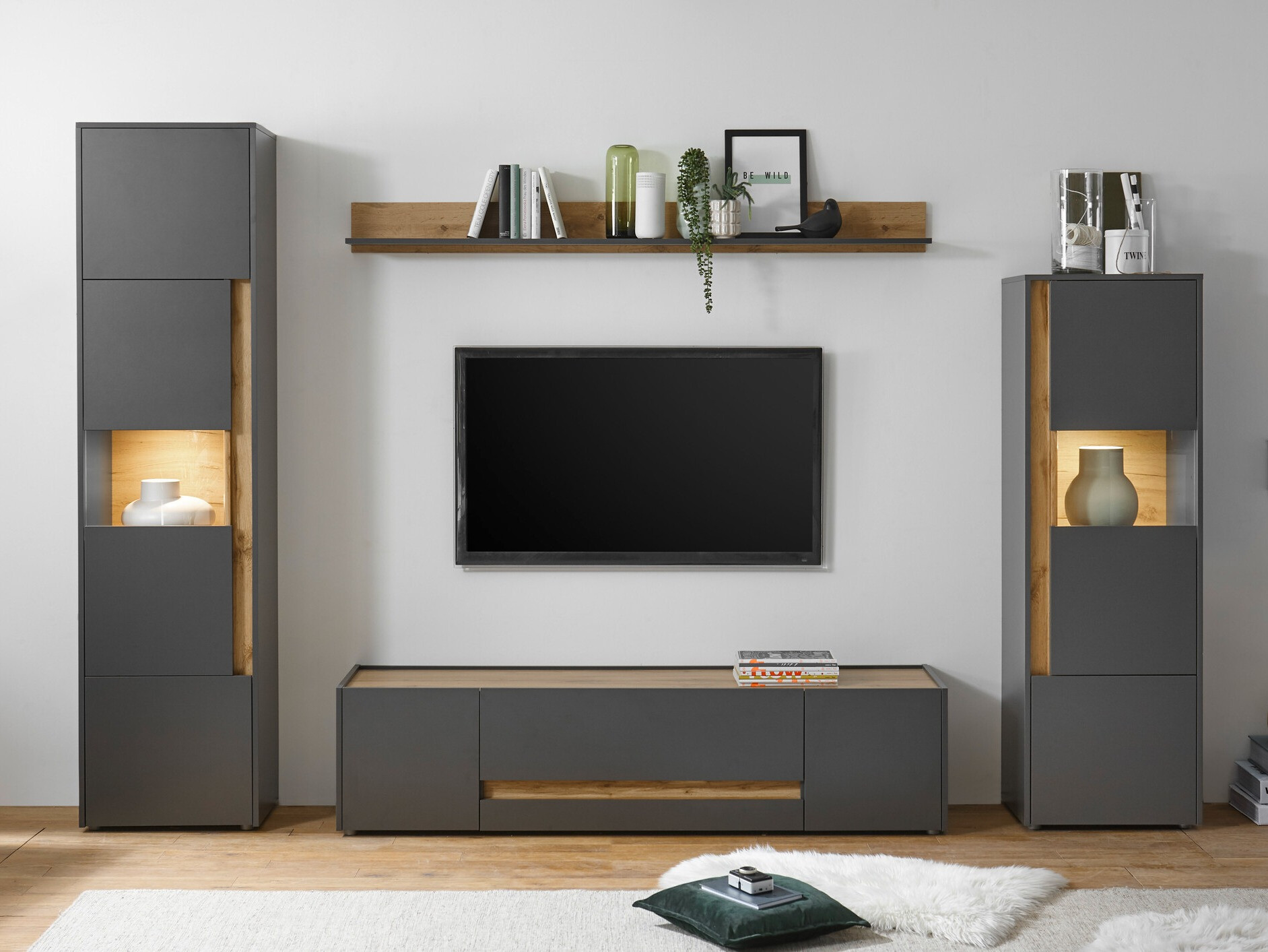 Set de living Elbsori 130 (Antracit + Stejar Wotan)