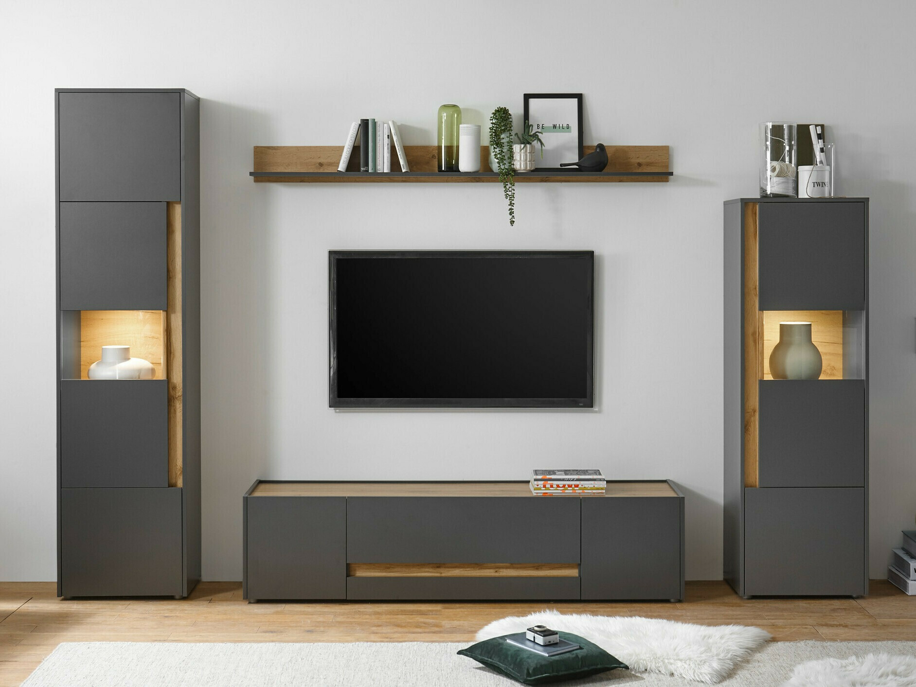 Set de living Elbsori 130 (Antracit + Stejar Wotan)