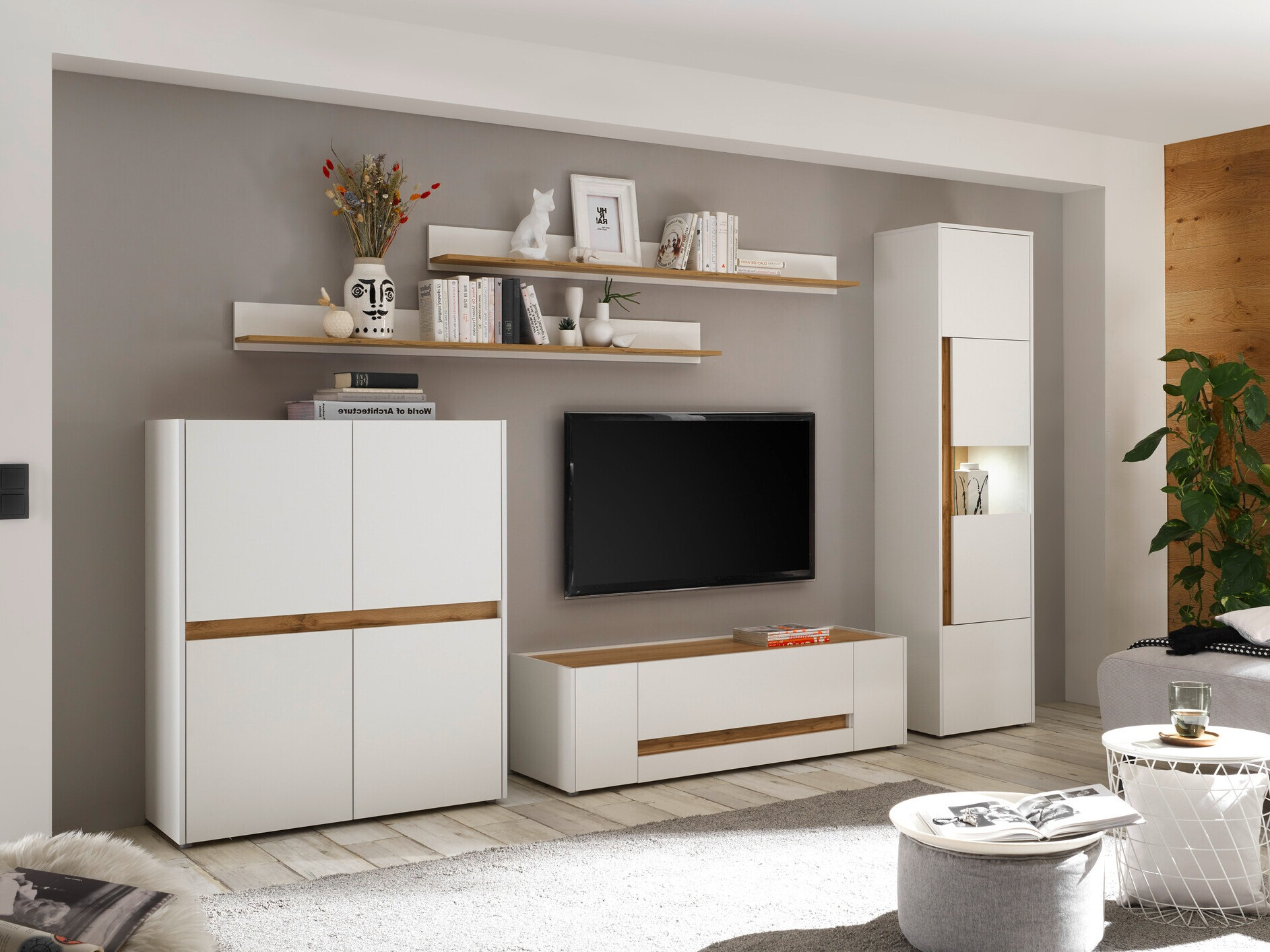 Set de living Elbsori 131 (Alb + Stejar Wotan)