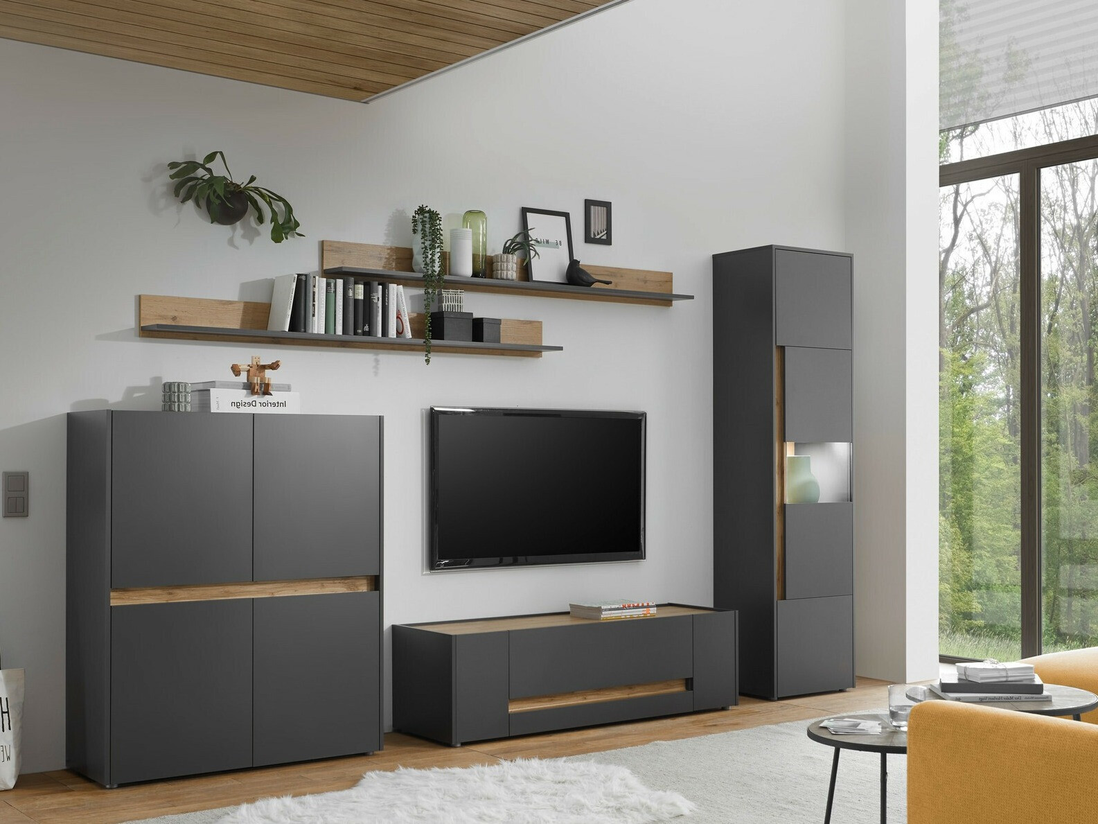 Set de living Elbsori 131 (Antracit + Stejar Wotan)