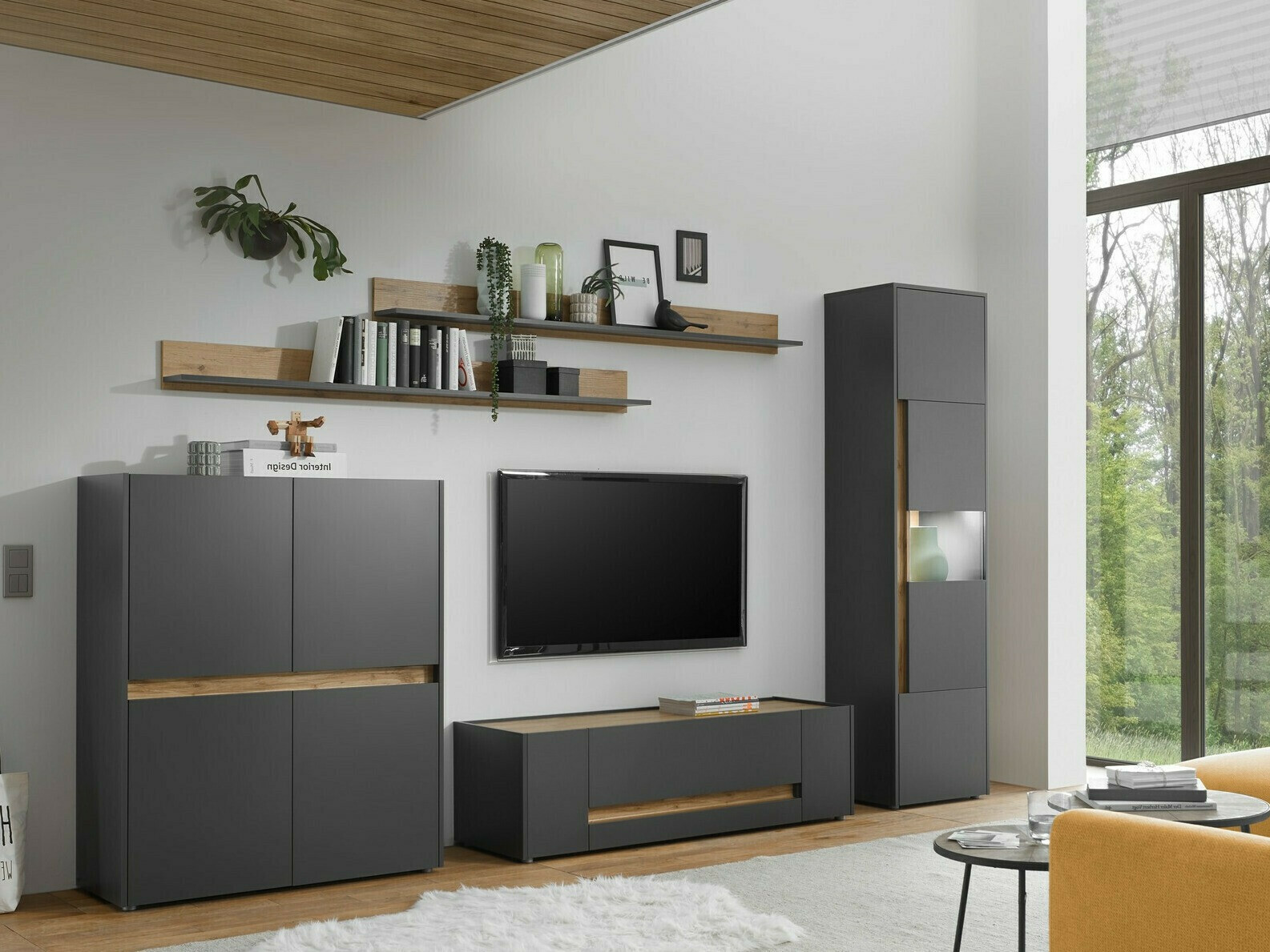 Set de living Elbsori 131 (Antracit + Stejar Wotan)