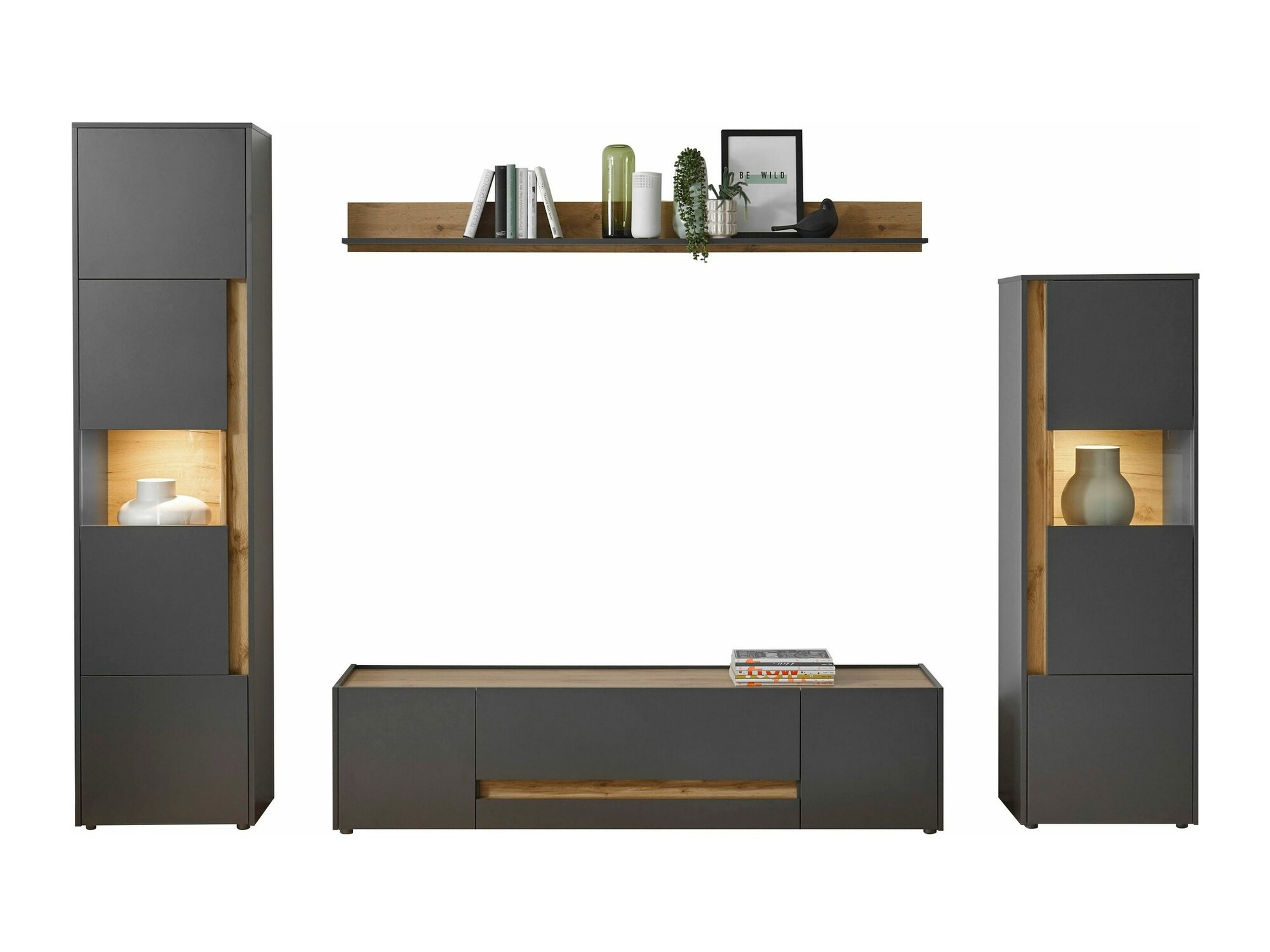 Set de living Elbsori 130 (Antracit + Stejar Wotan)