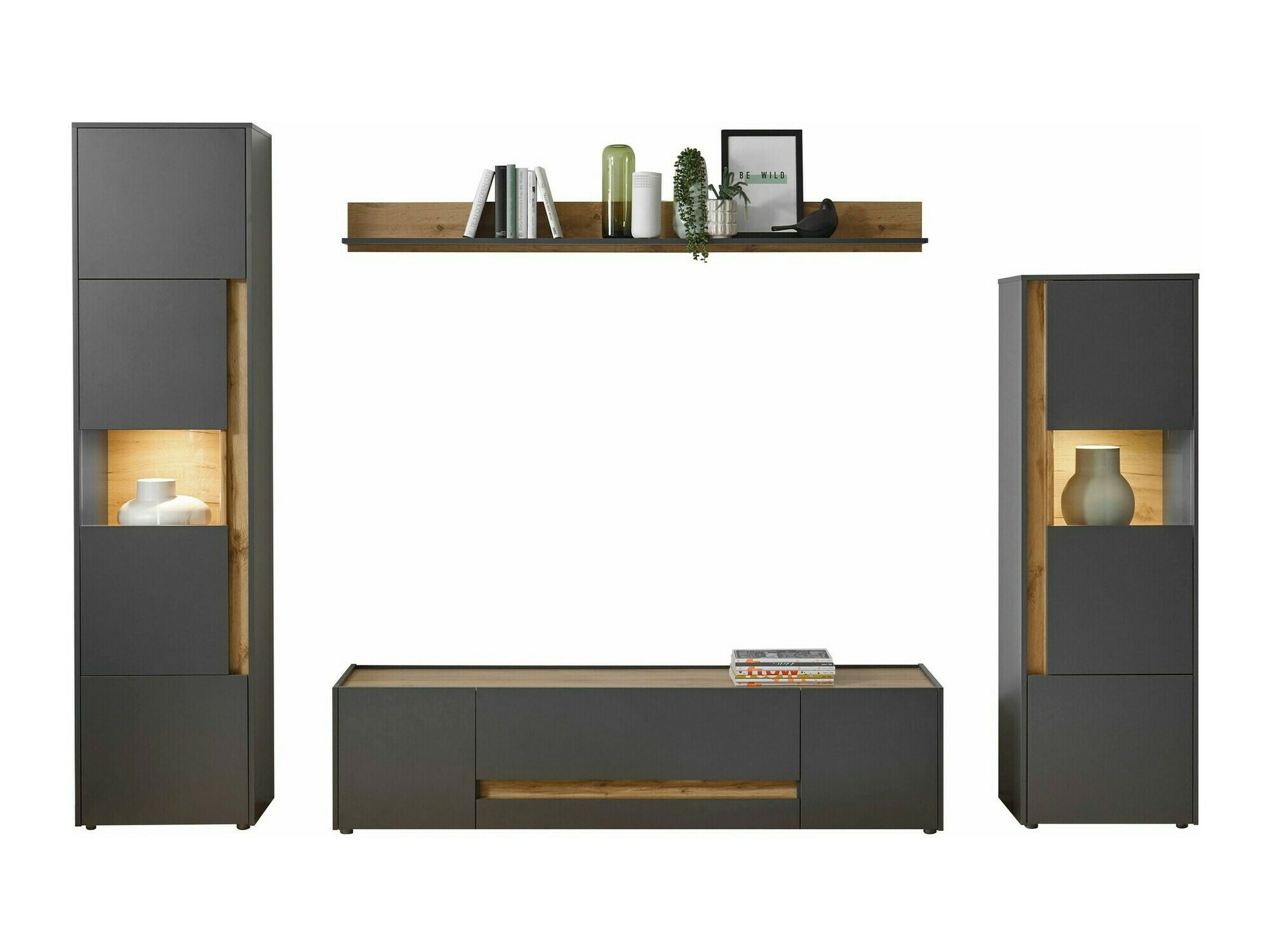 Set de living Elbsori 130 (Antracit + Stejar Wotan)
