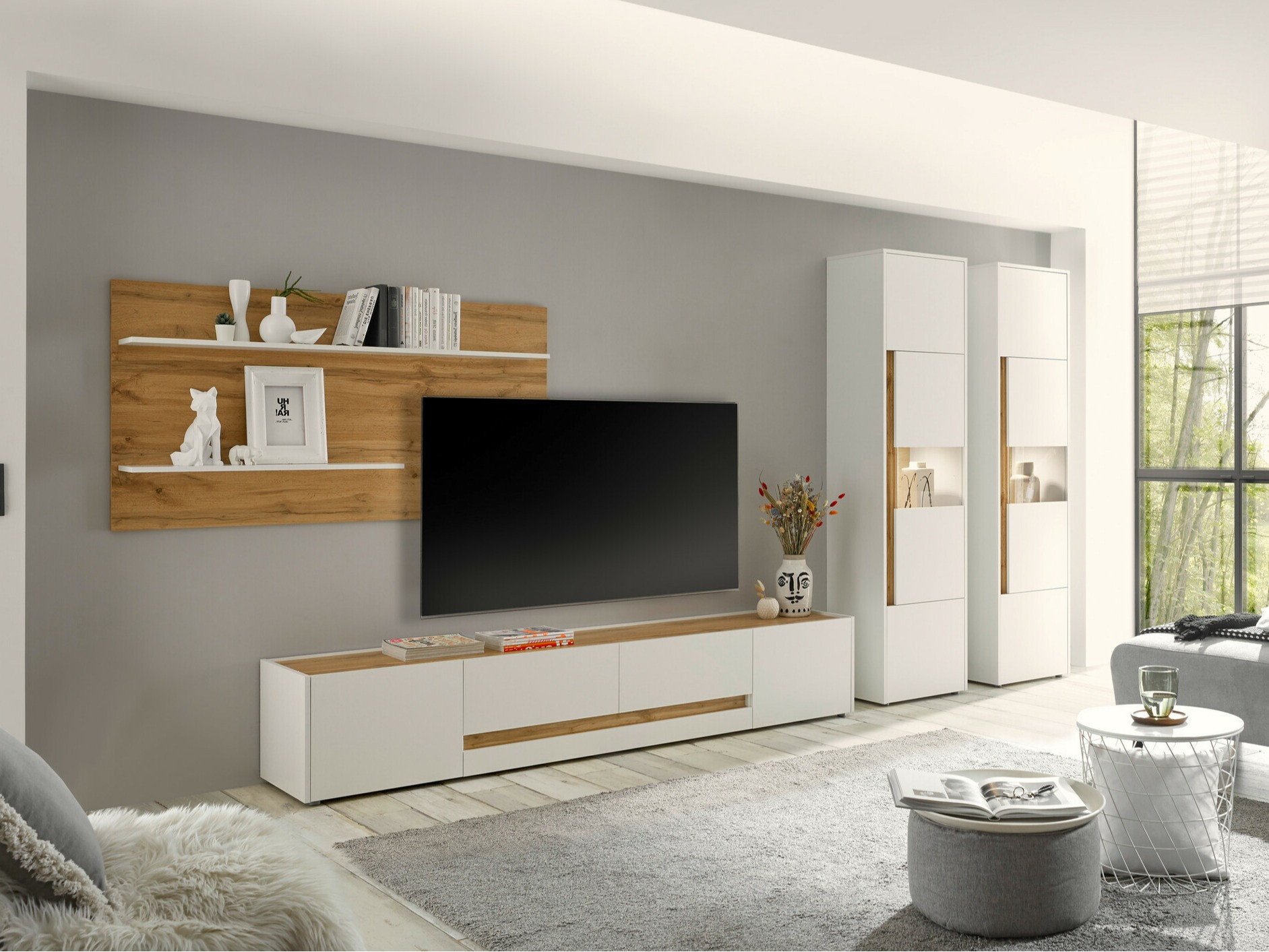 Set de living Elbsori 132 (Alb + Stejar Wotan)