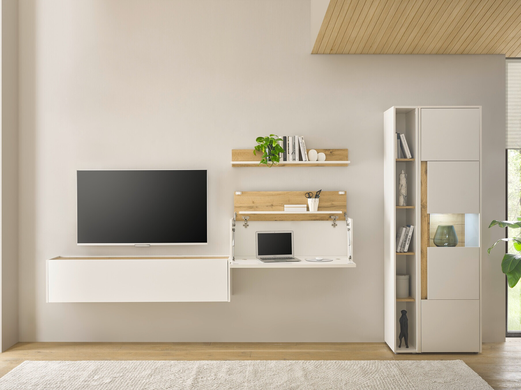 Set de living Elbsori 133 (Alb + Stejar Wotan)