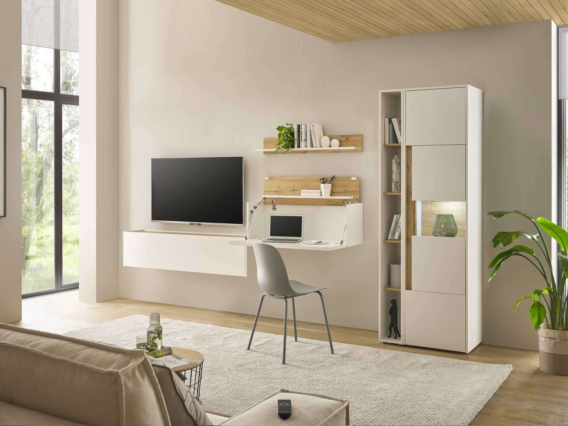 Set de living Elbsori 133 (Alb + Stejar Wotan)