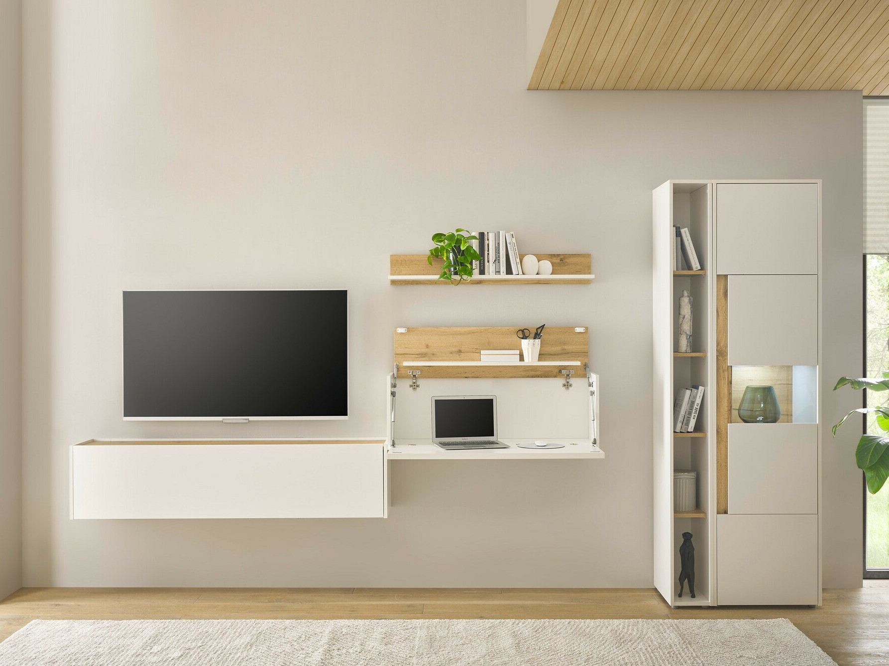Set de living Elbsori 133 (Alb + Stejar Wotan)