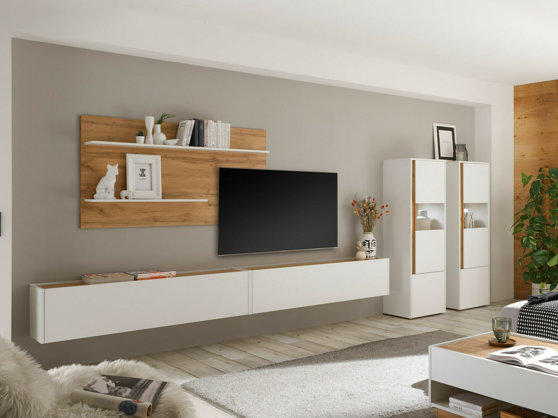 Set de living Elbsori 135 (Alb + Stejar Wotan)