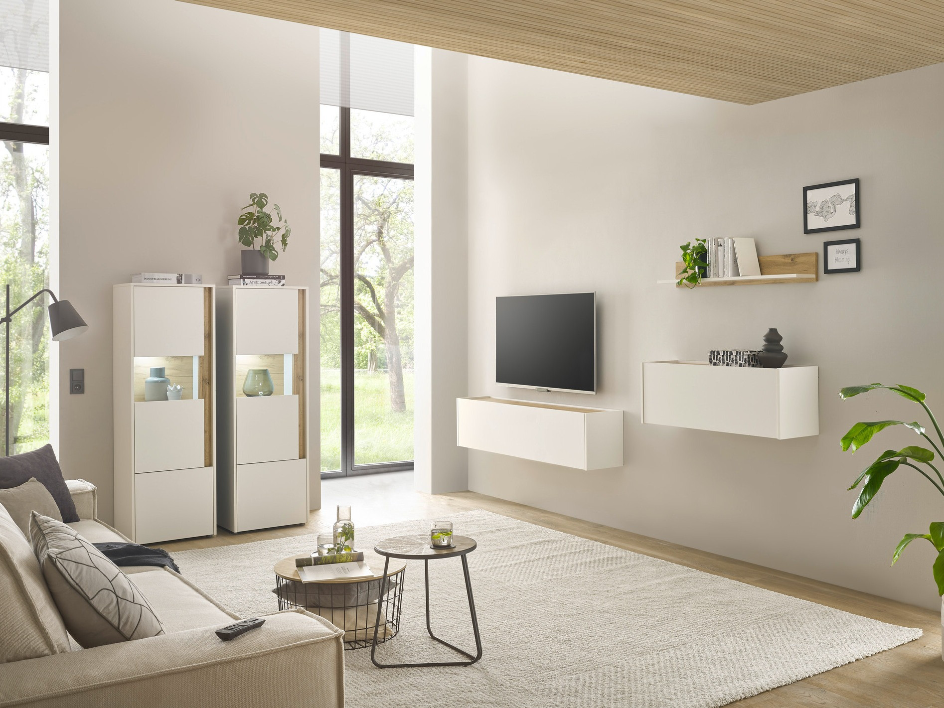 Set de living Elbsori 136 (Alb + Stejar Wotan)