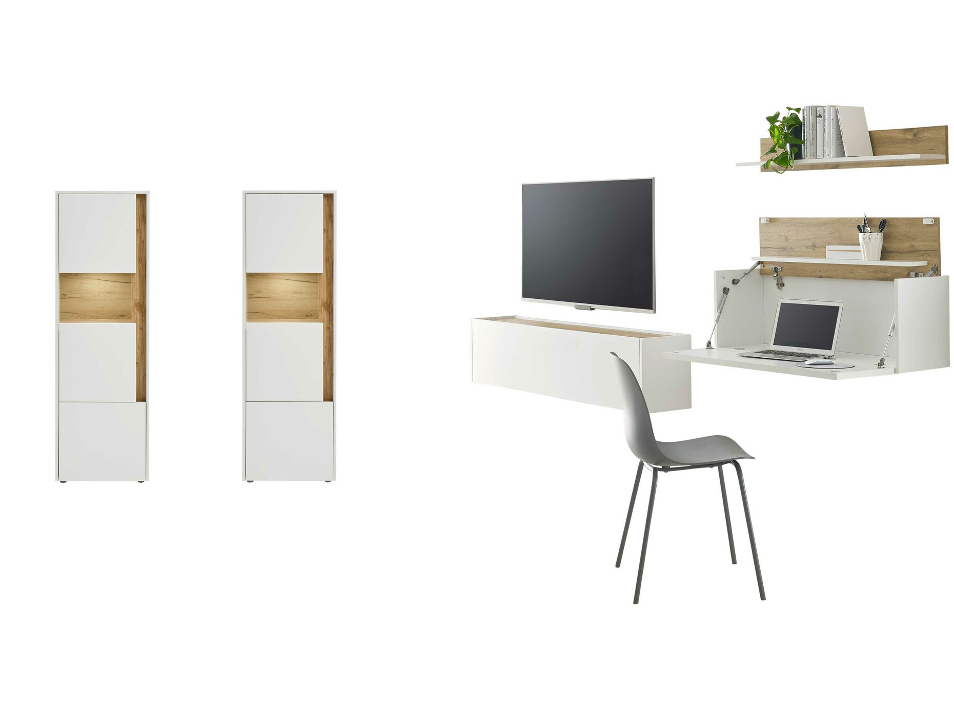 Set de living Elbsori 136 (Alb + Stejar Wotan)