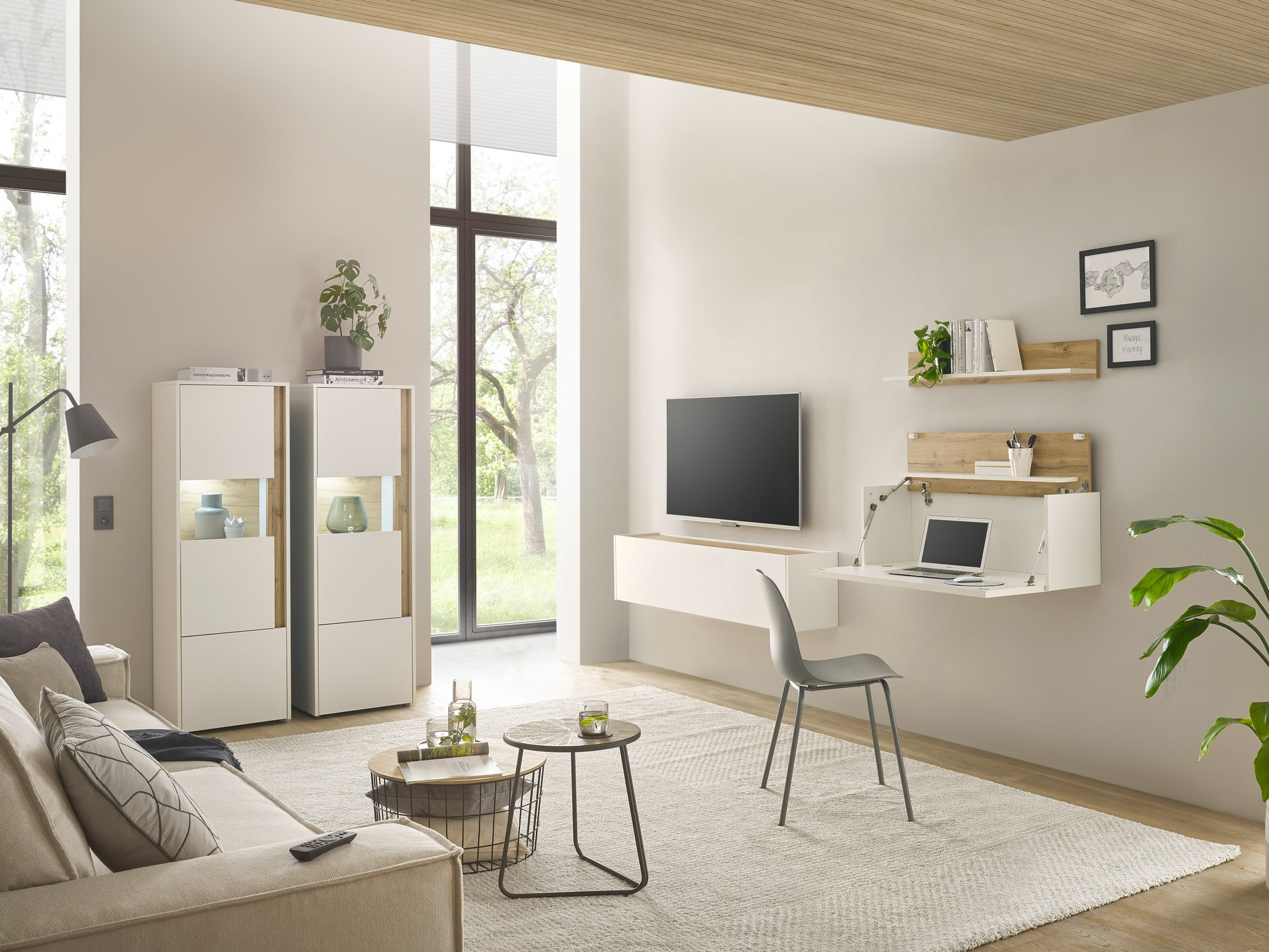 Set de living Elbsori 136 (Alb + Stejar Wotan)