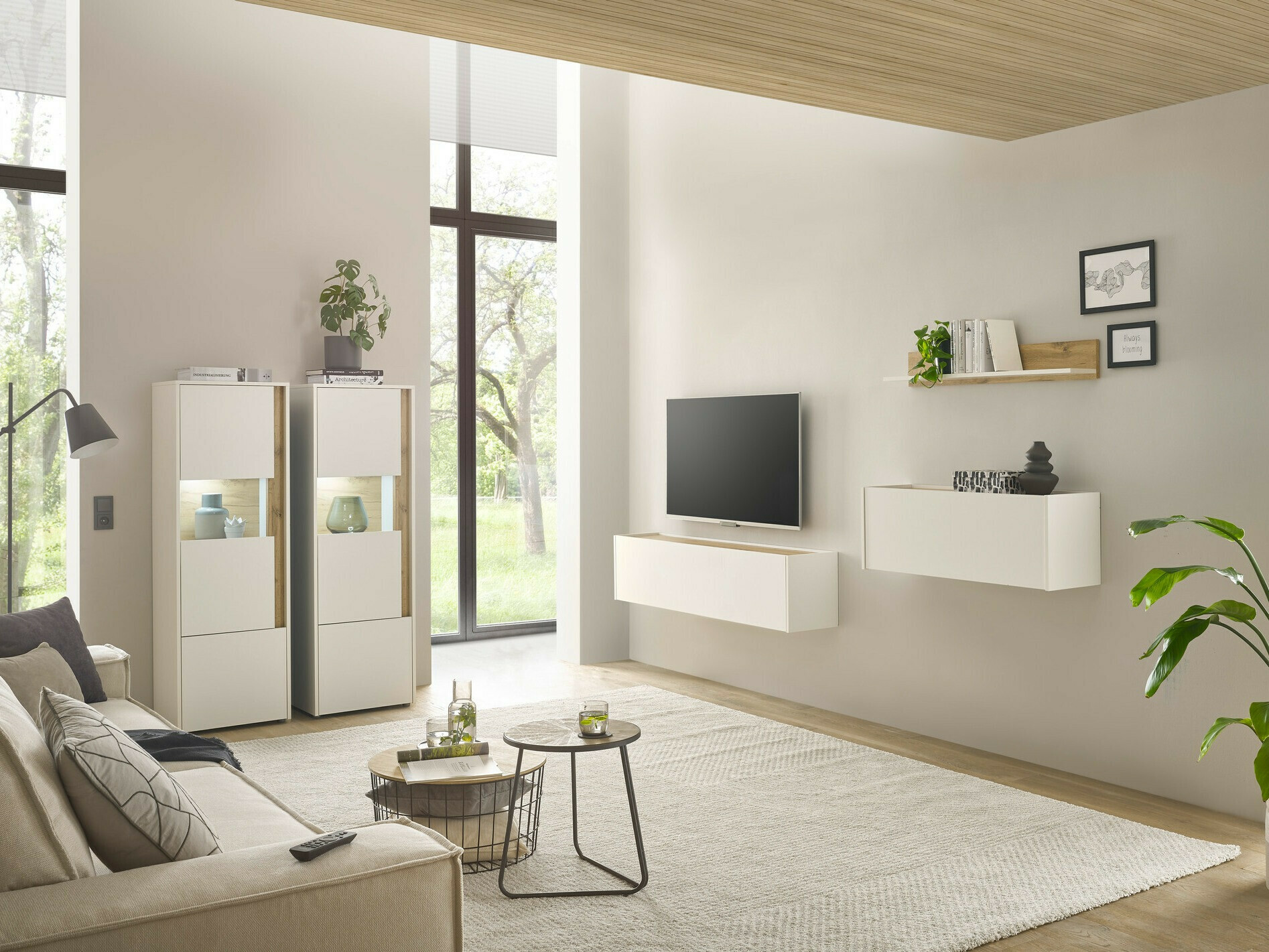 Set de living Elbsori 136 (Alb + Stejar Wotan)