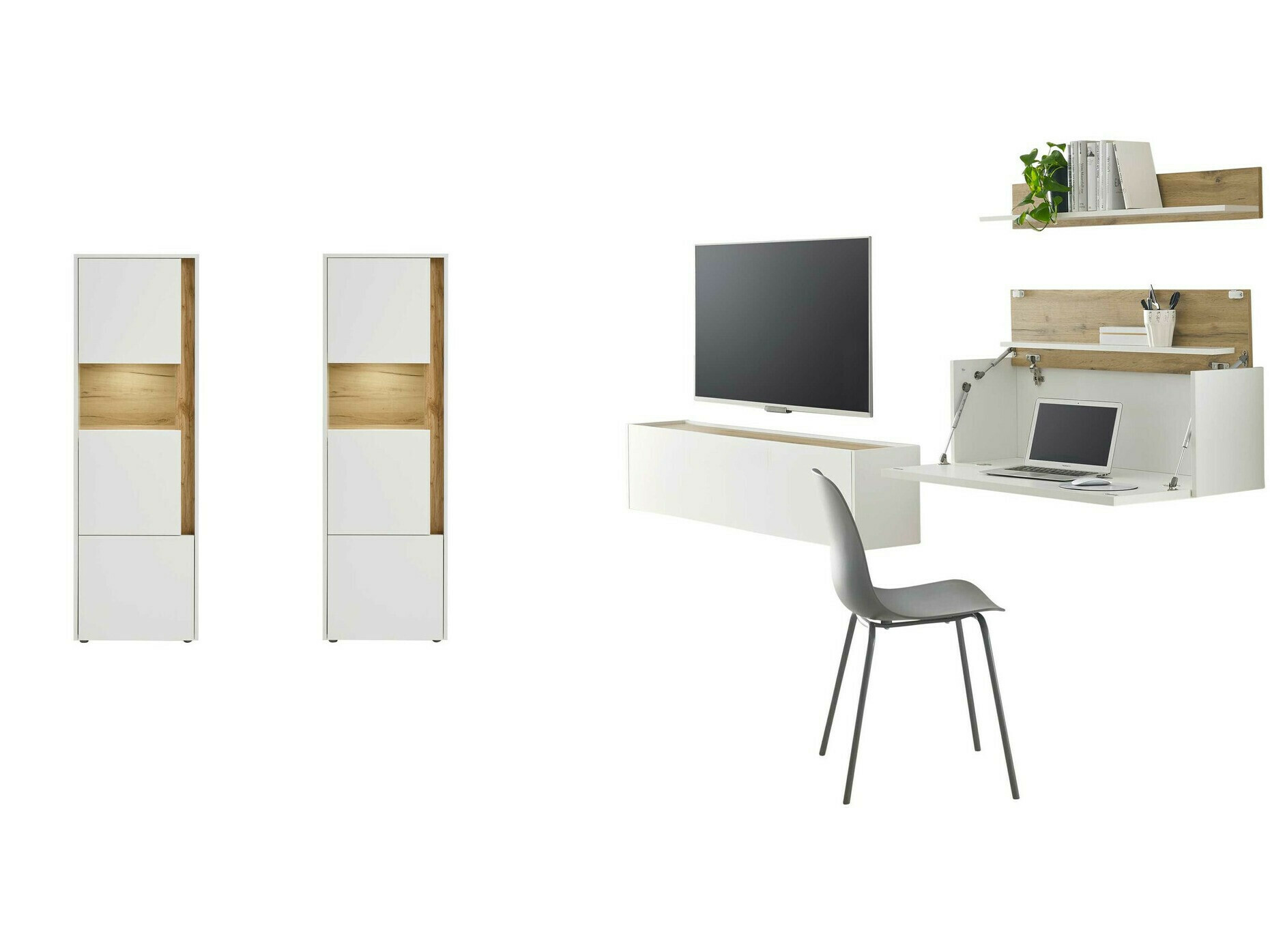 Set de living Elbsori 136 (Alb + Stejar Wotan)