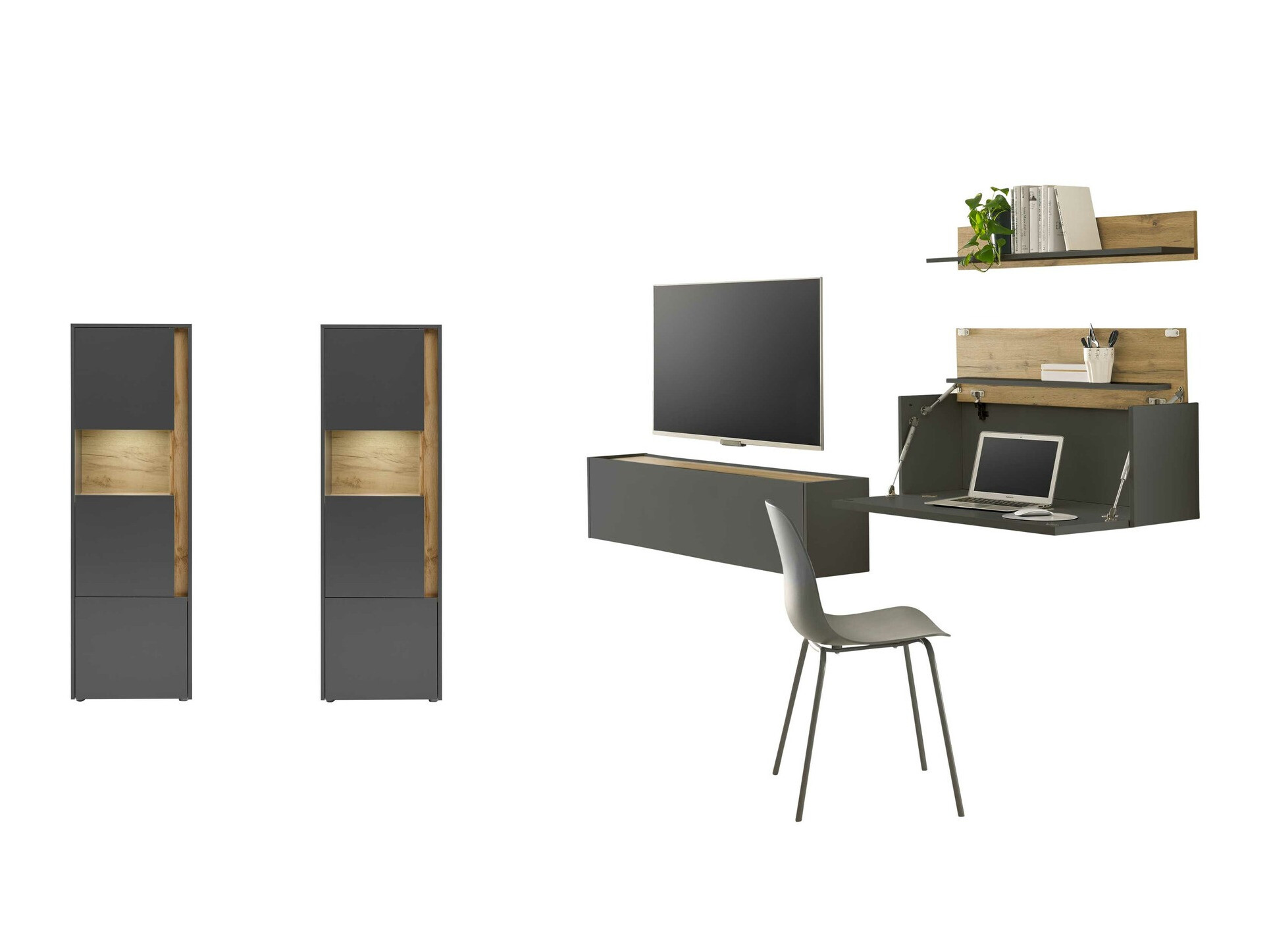 Set de living Elbsori 136 (Antracit + Stejar Wotan)