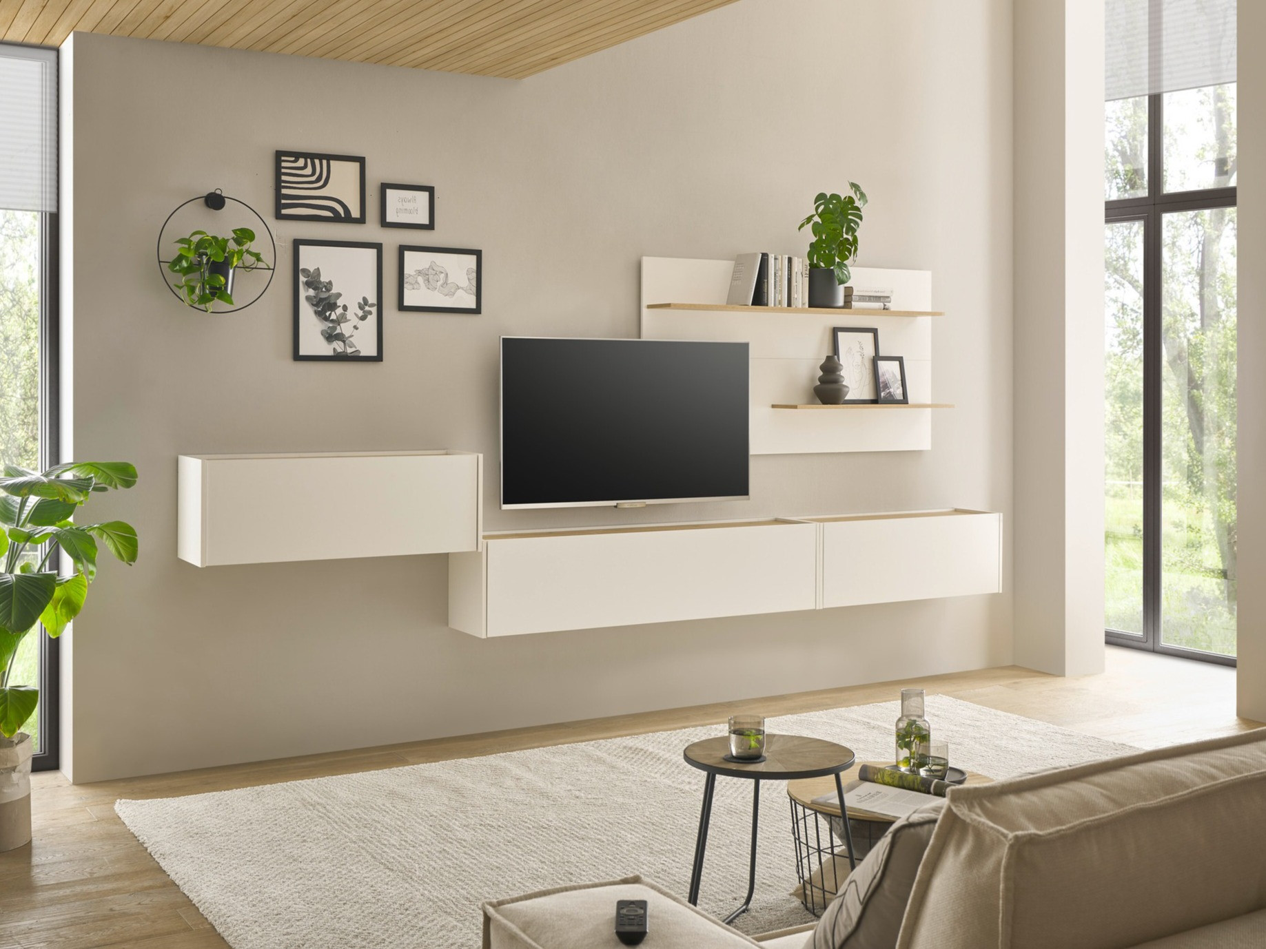 Set de living Elbsori 137 (Alb + Stejar Wotan)