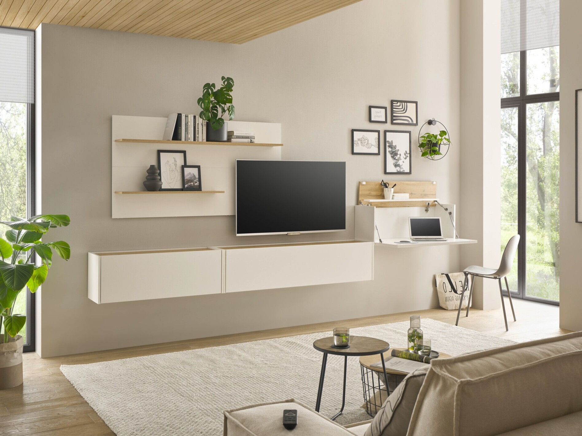 Set de living Elbsori 137 (Alb + Stejar Wotan)