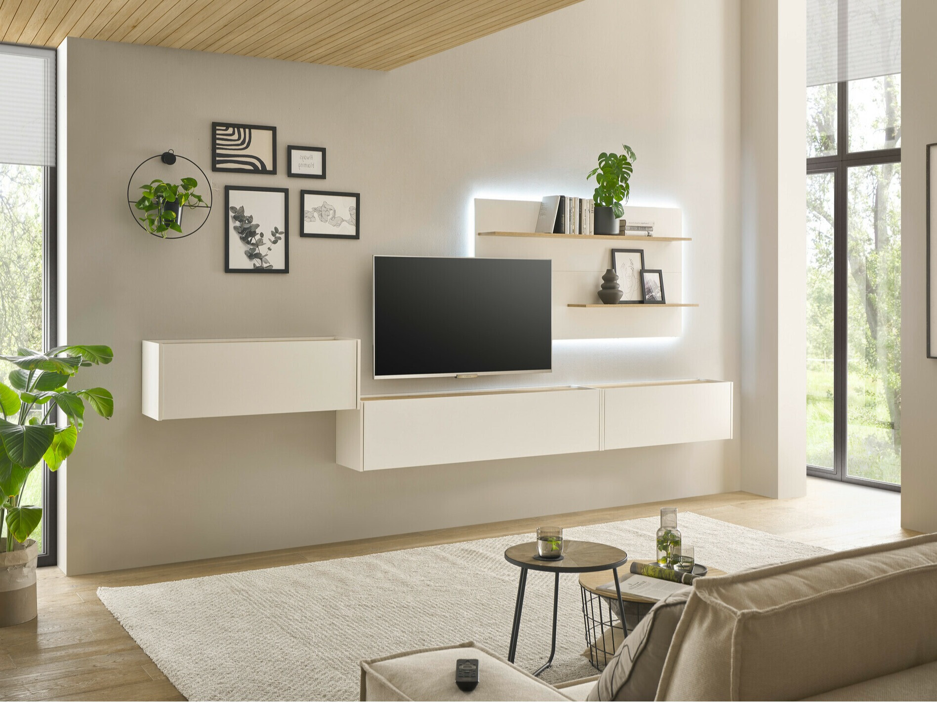 Set de living Elbsori 137 (Alb + Stejar Wotan)