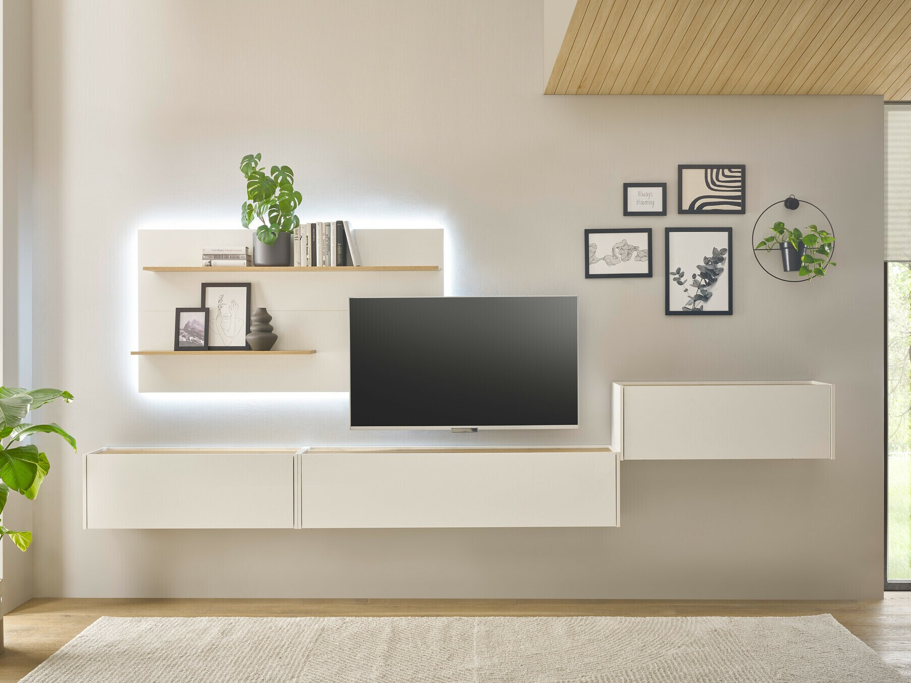 Set de living Elbsori 137 (Alb + Stejar Wotan)