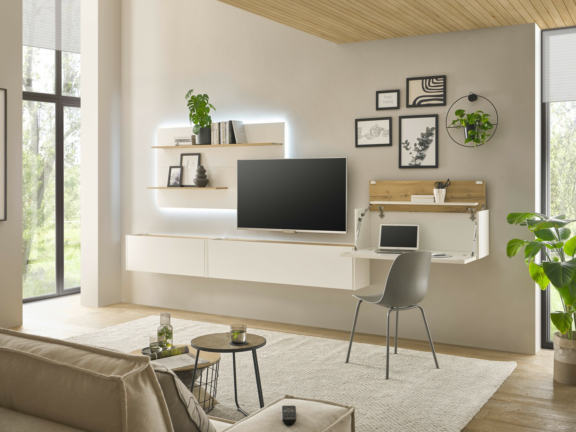 Set de living Elbsori 137 (Alb + Stejar Wotan)