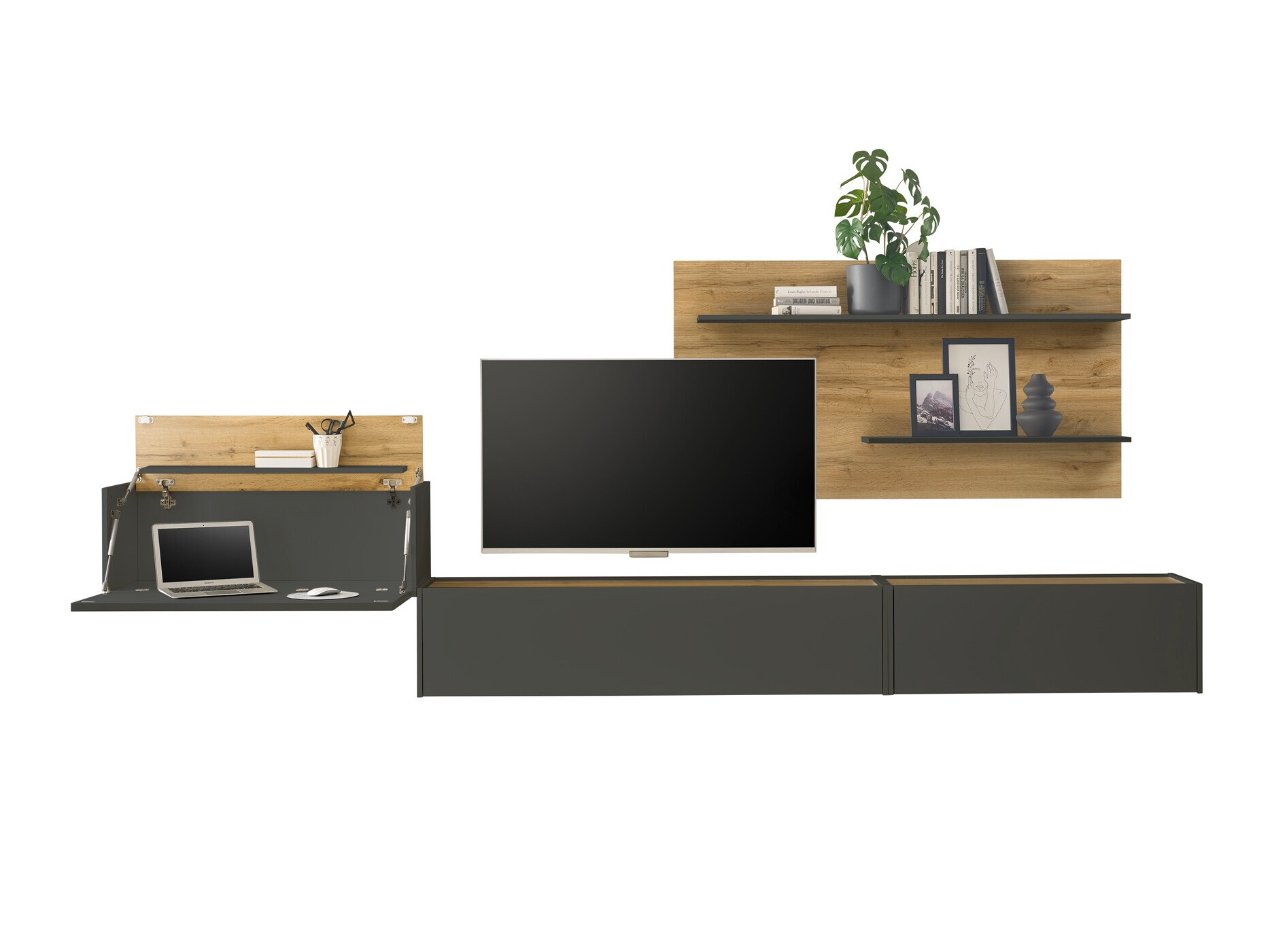 Set de living Elbsori 137 (Antracit + Stejar Wotan)