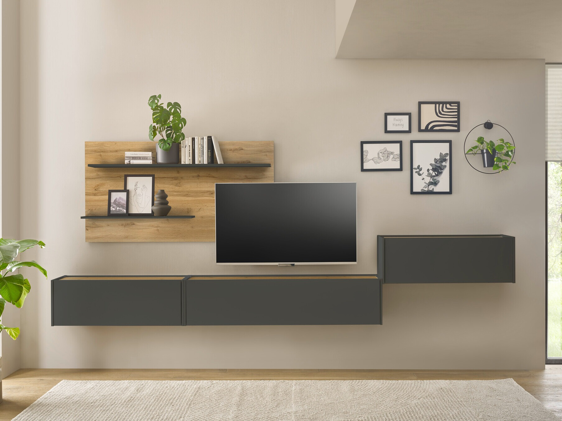 Set de living Elbsori 137 (Antracit + Stejar Wotan)