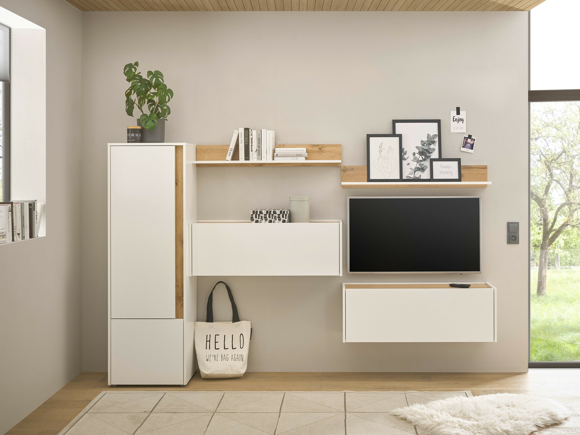 Set de living Elbsori 138 (Alb + Stejar Wotan)