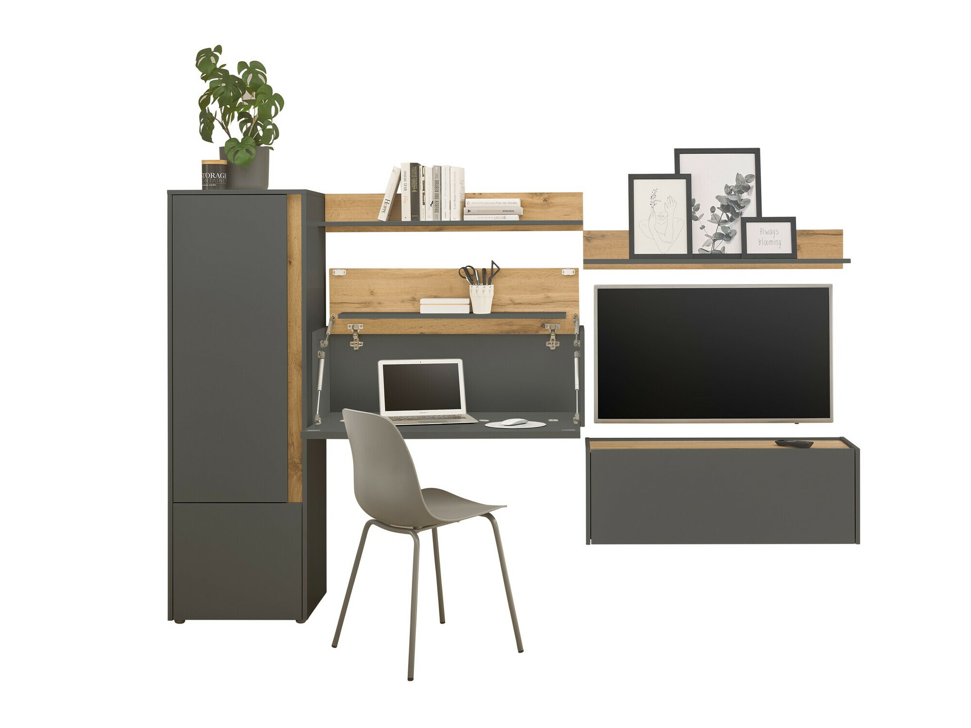 Set de living Elbsori 138 (Antracit + Stejar Wotan)