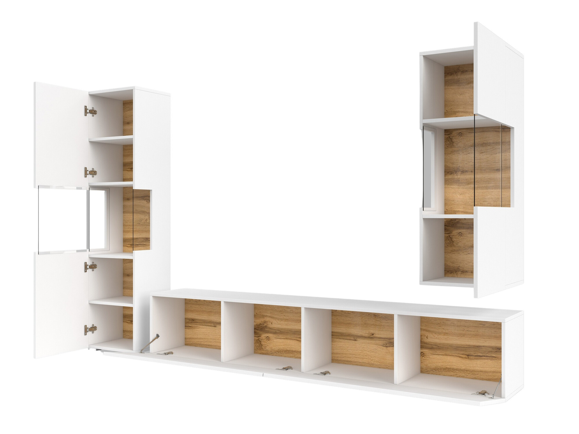 Set de living Revmiru 106 (Alb + Stejar Wotan)