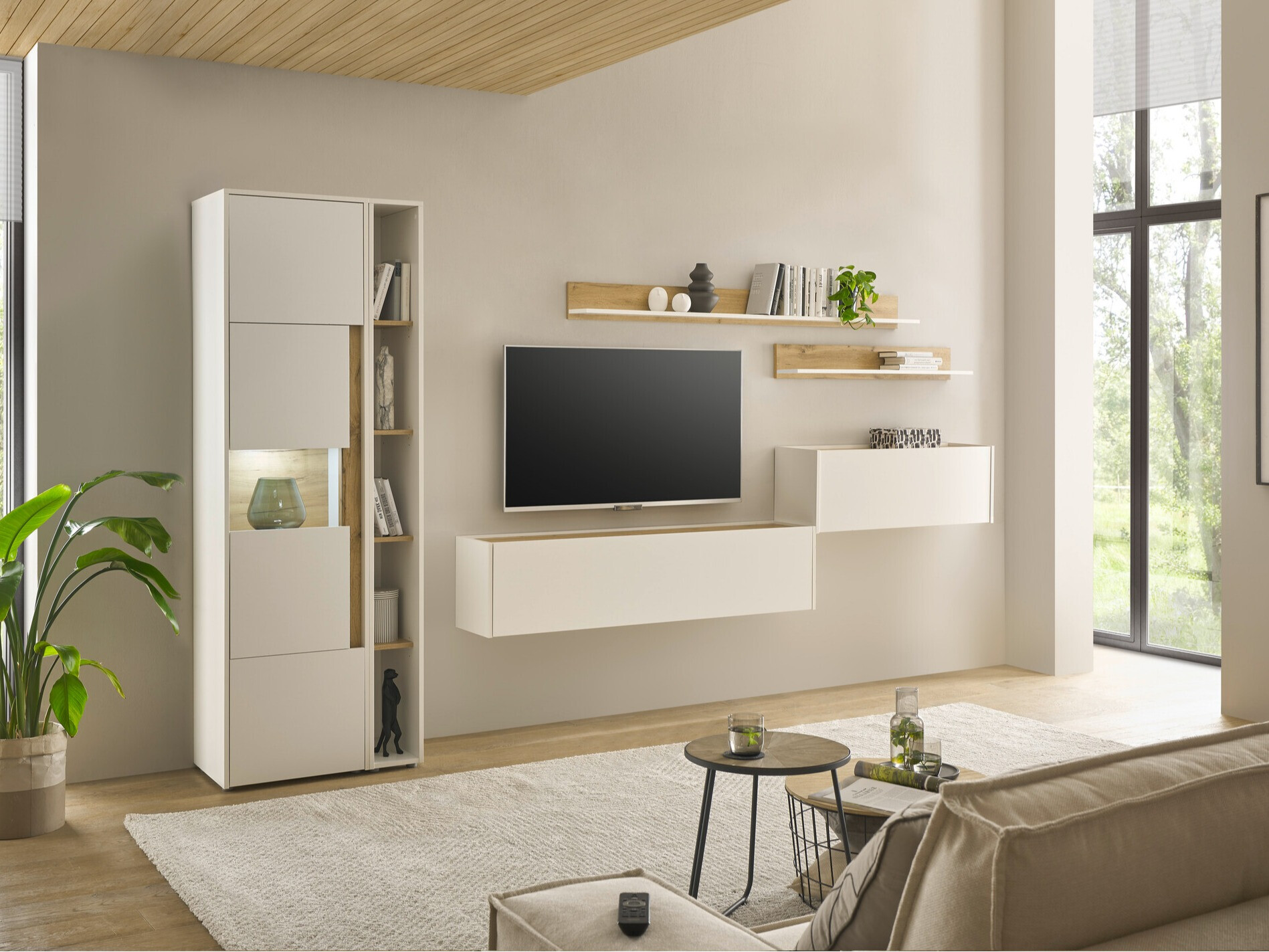 Set de living Elbsori 140 (Alb + Stejar Wotan)