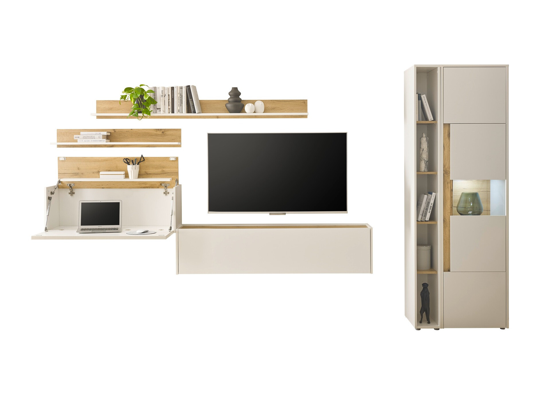 Set de living Elbsori 140 (Alb + Stejar Wotan)