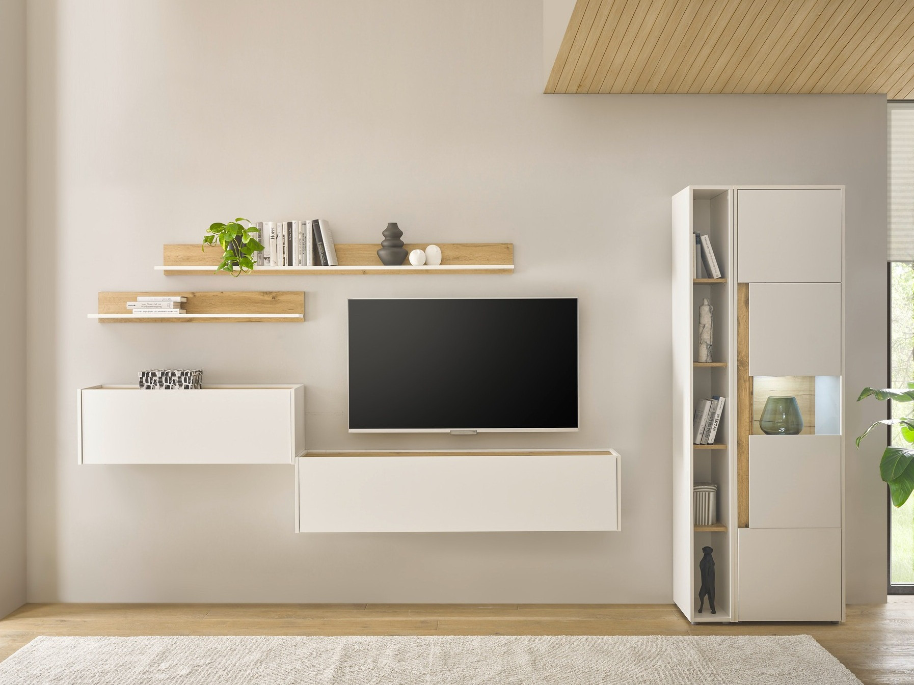 Set de living Elbsori 140 (Alb + Stejar Wotan)