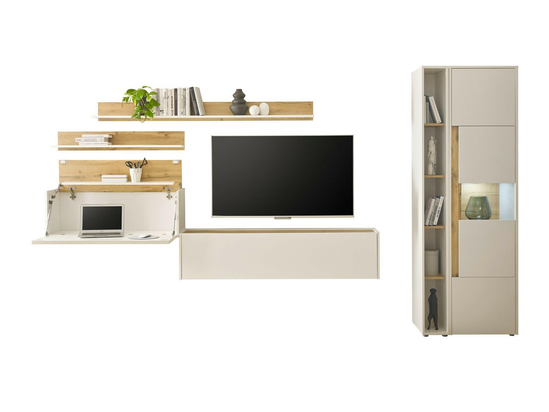 Set de living Elbsori 140 (Alb + Stejar Wotan)