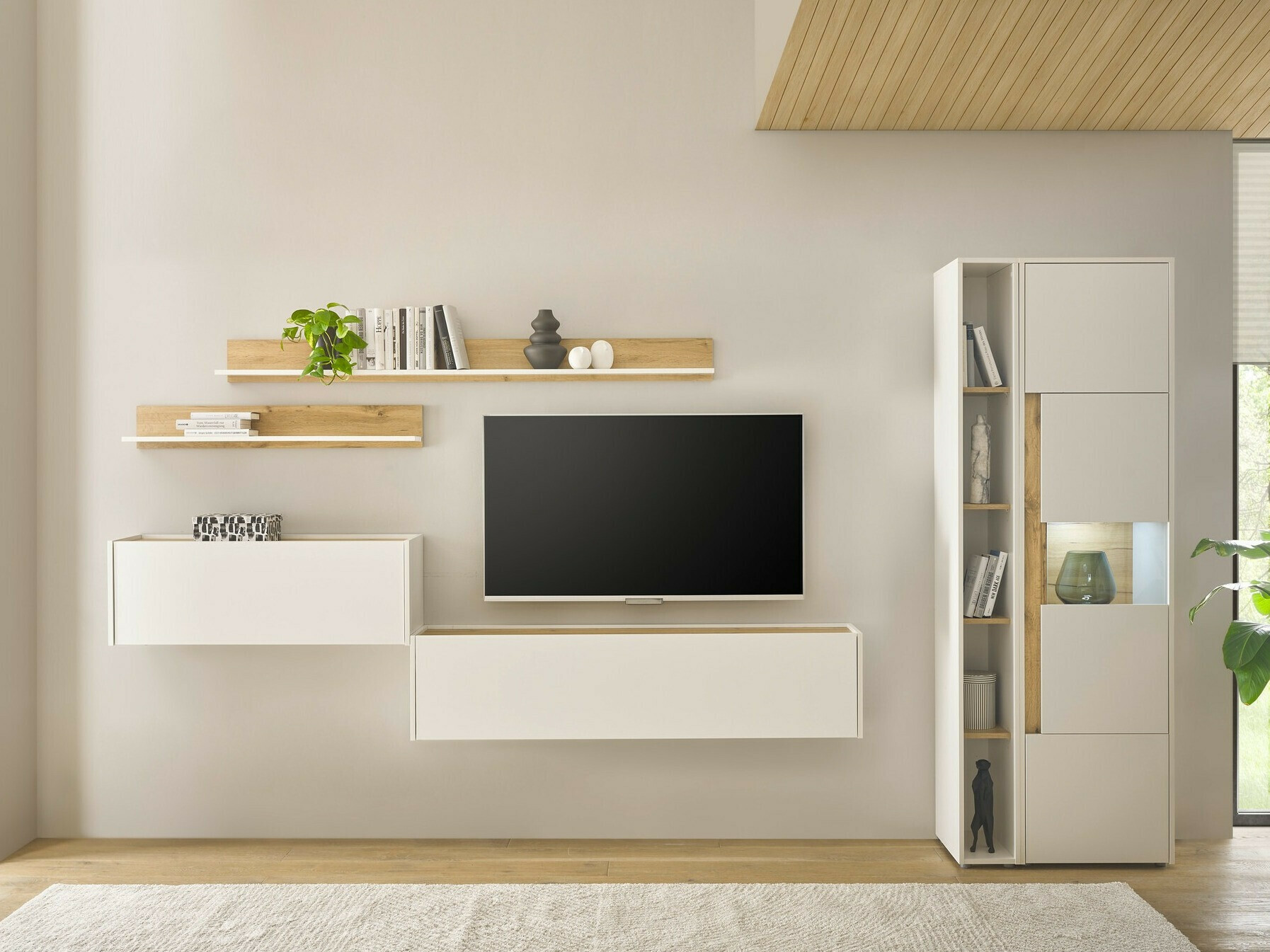 Set de living Elbsori 140 (Alb + Stejar Wotan)
