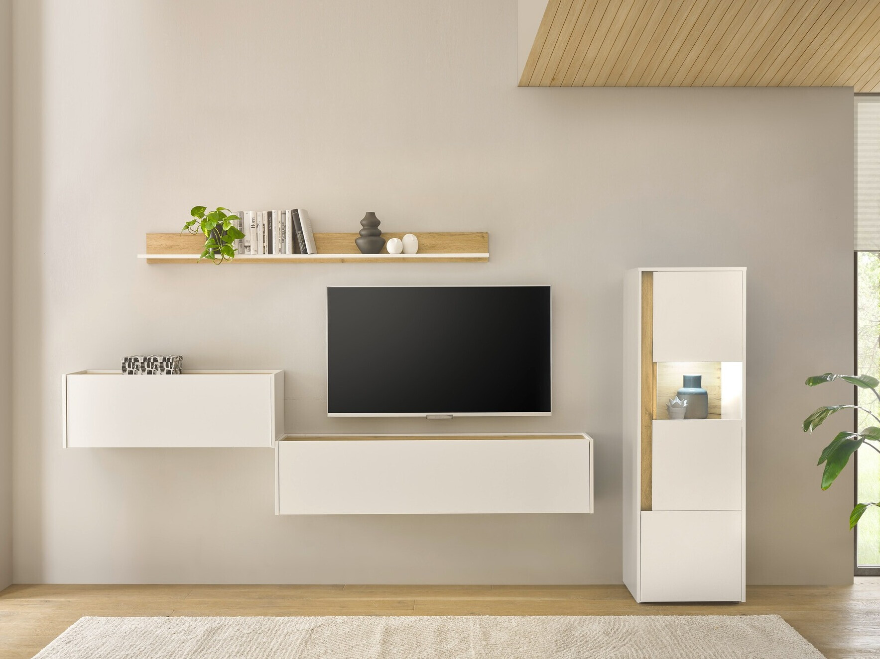 Set de living Elbsori 141 (Alb + Stejar Wotan)