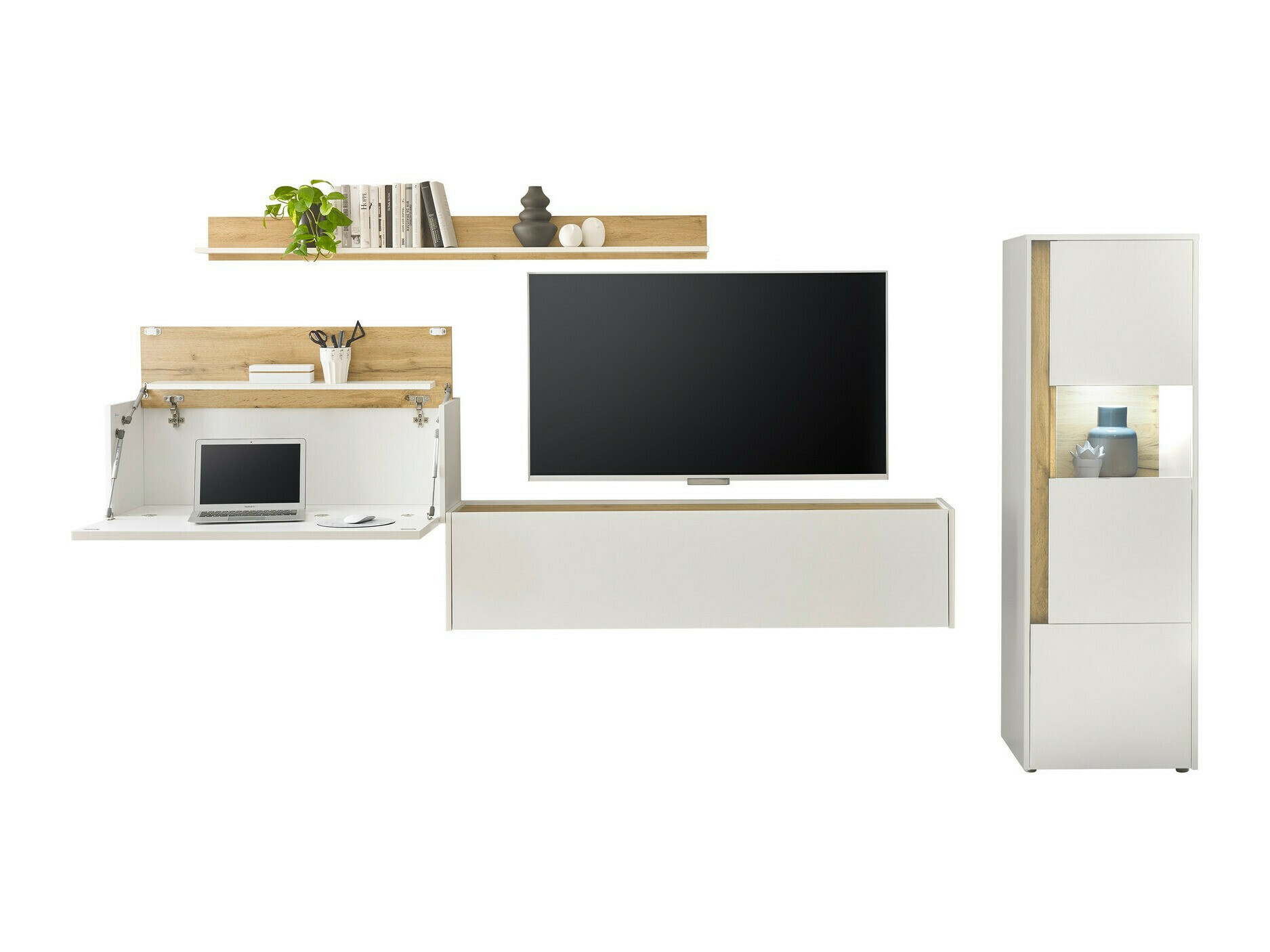 Set de living Elbsori 141 (Alb + Stejar Wotan)