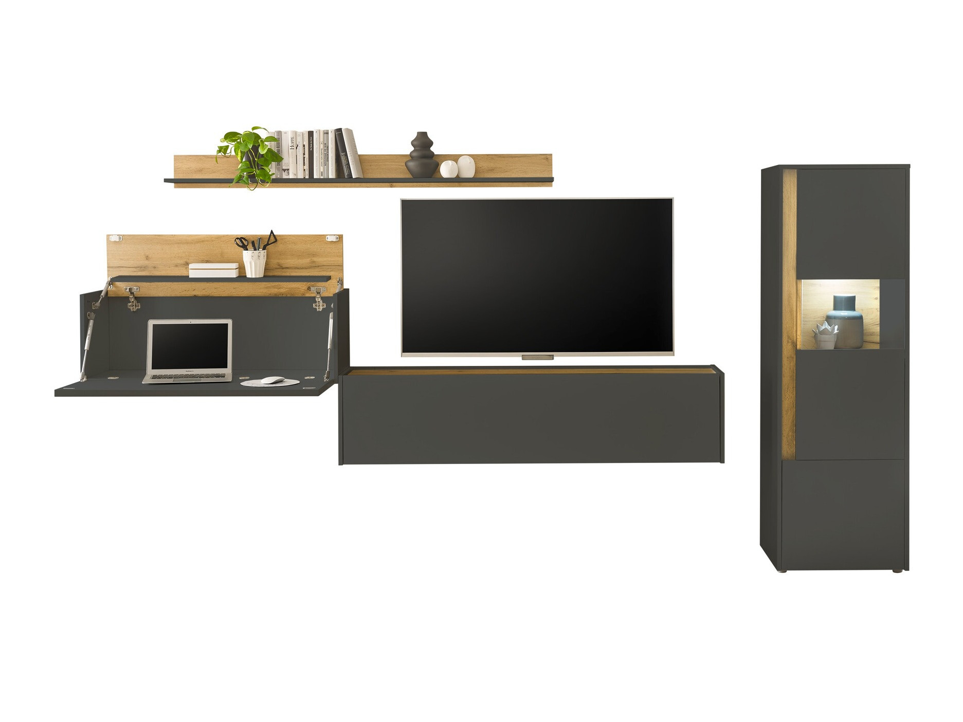 Set de living Elbsori 141 (Antracit + Stejar Wotan)